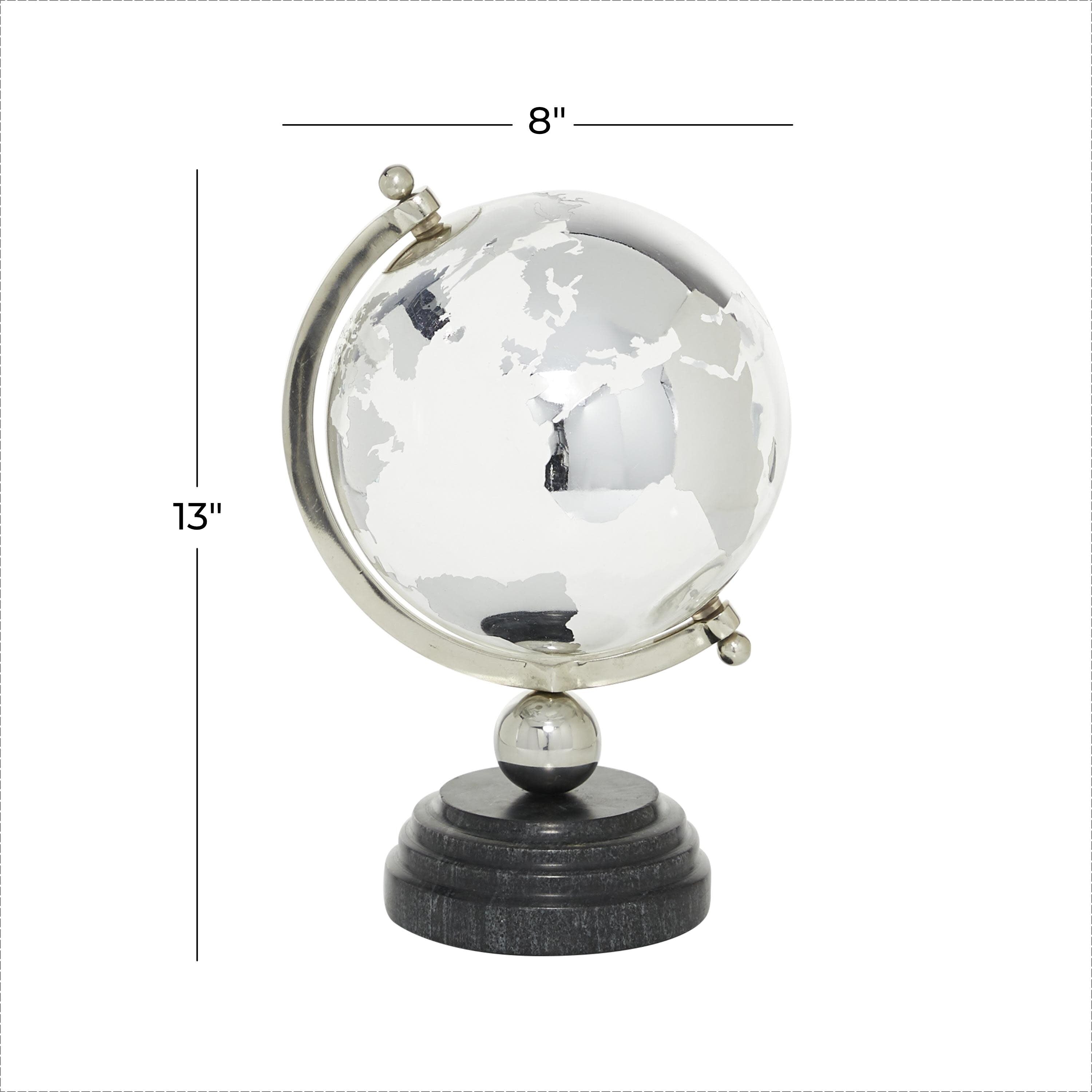 Marble Globe with Marble Base and Black, Tiered or White Base - Silver or Gold - Roche River Decor