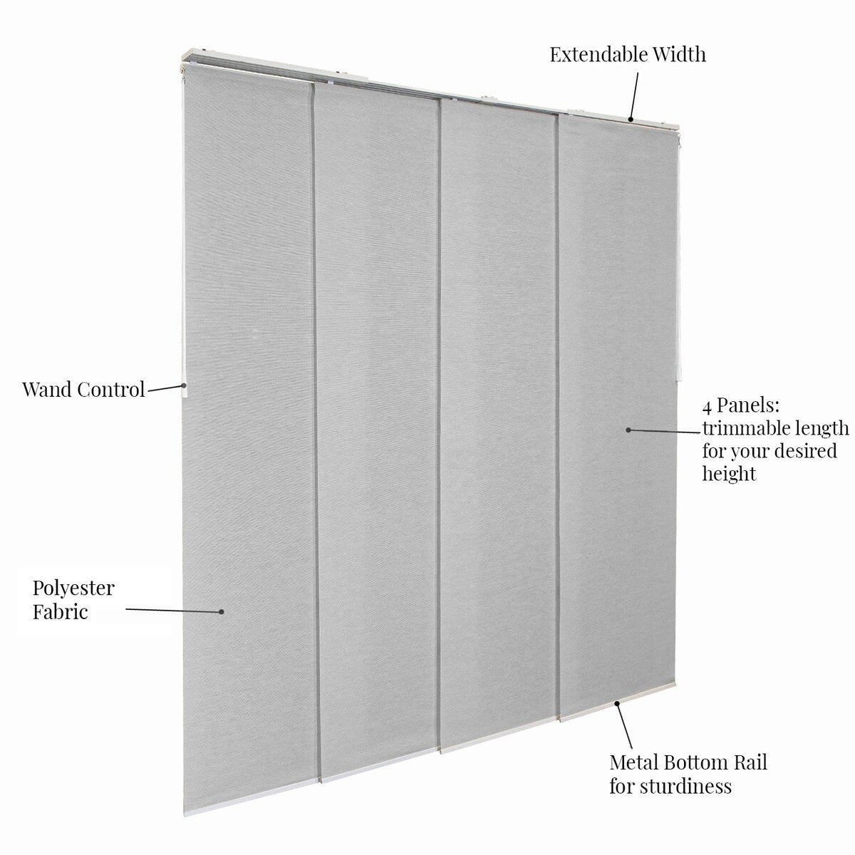 CHICOLOGY Adjustable Sliding Panels, 4-Rail Track, Vertical Blinds, Pation Door Curtain, Room Divider