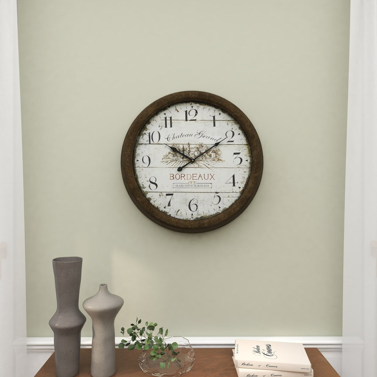 Metal Decorative Wall Clock with Bordeaux - Roche River Decor