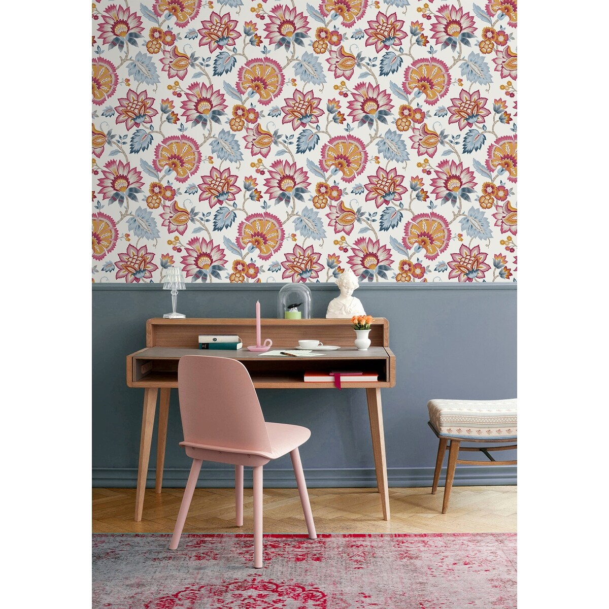 NextWall Jacobean Blossom Floral Peel and Stick Wallpaper