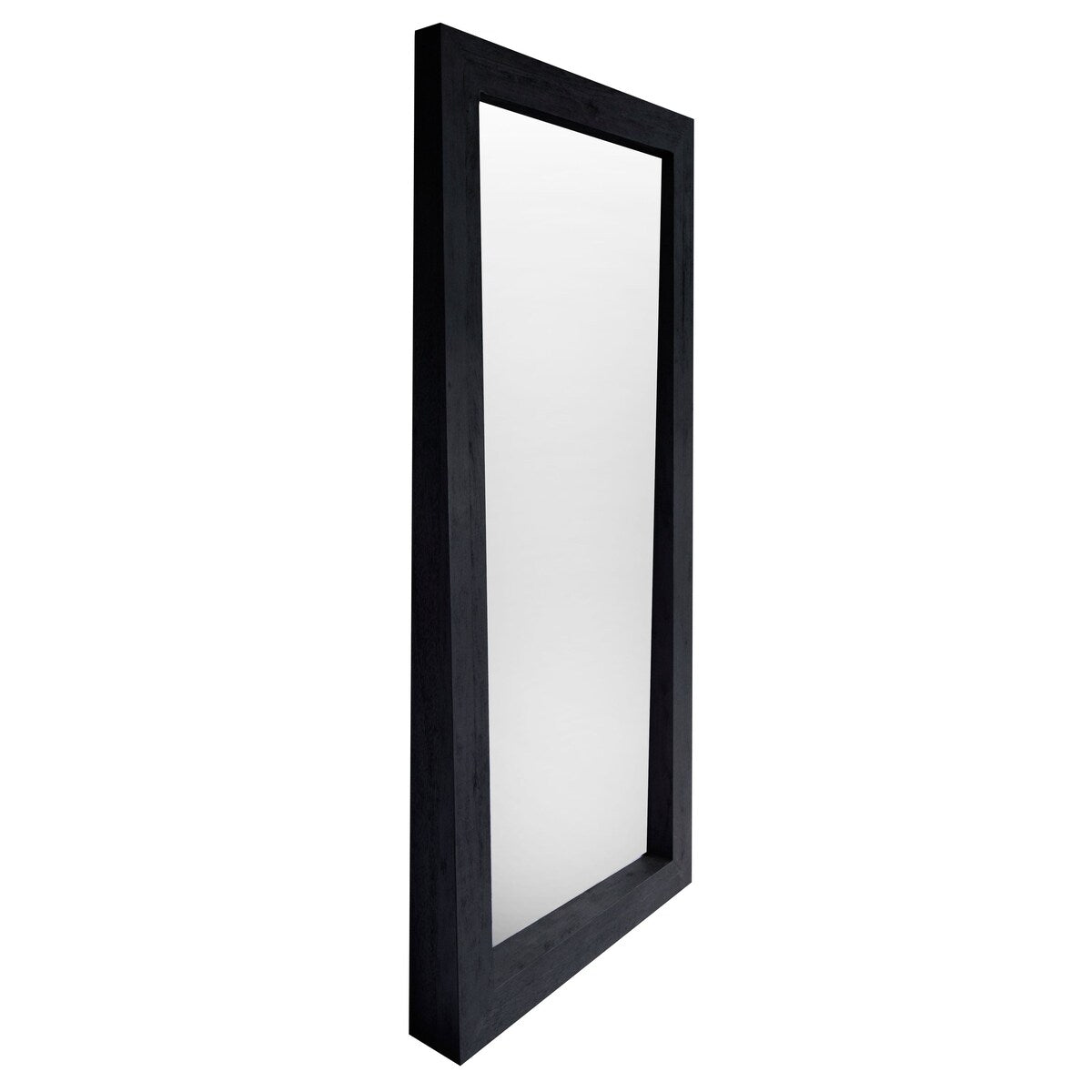 Cornell Wooden Floor Mirror with Wide Base, Black