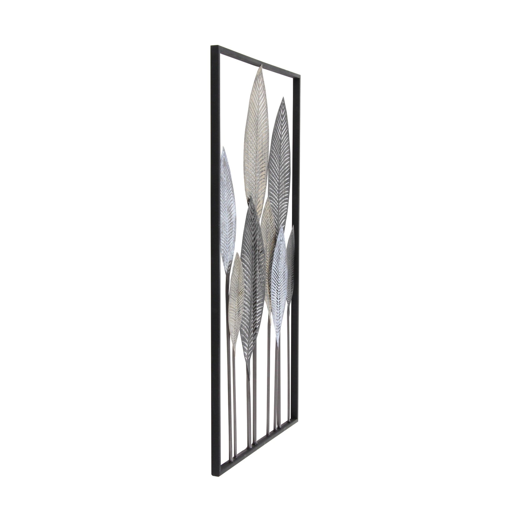 Metal Leaf Tall Cut-Out Home Wall Decor with Intricate Laser Cut Designs - Gray or Bronze - Roche River Decor