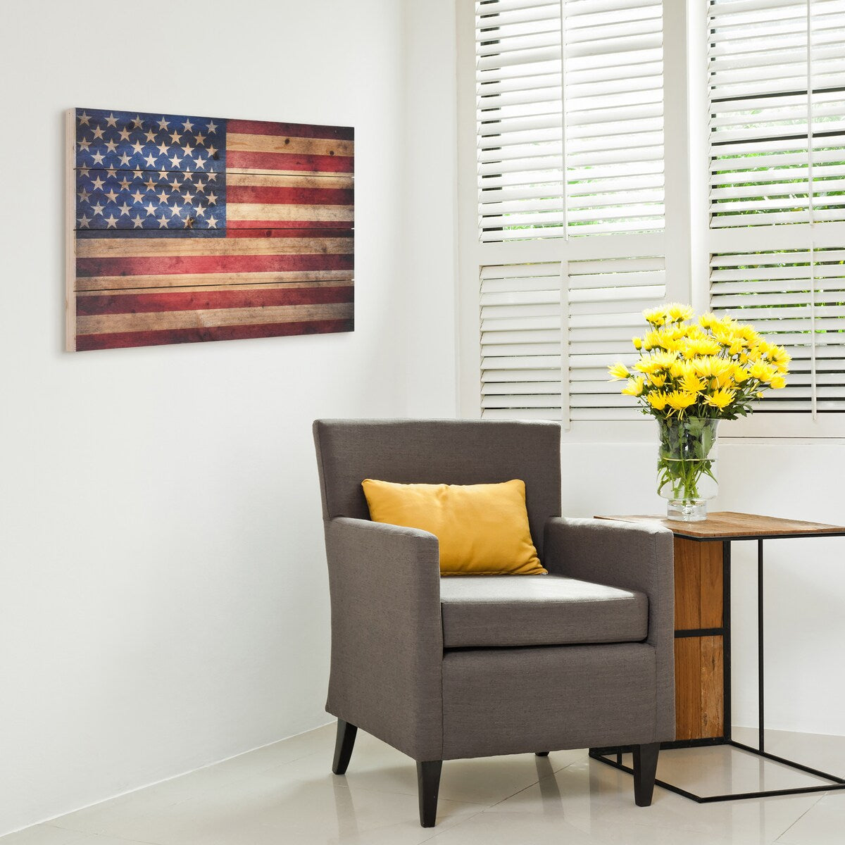 American Flag Solid Fir Wood Plank Wall Art