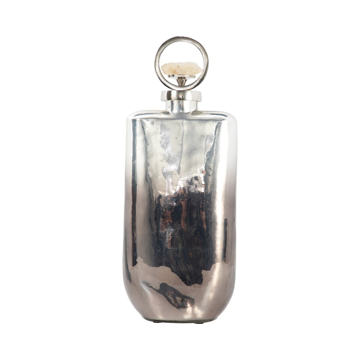 Sagebrook Home Modern Metallic Glass Bottle With Crystal Stone Top