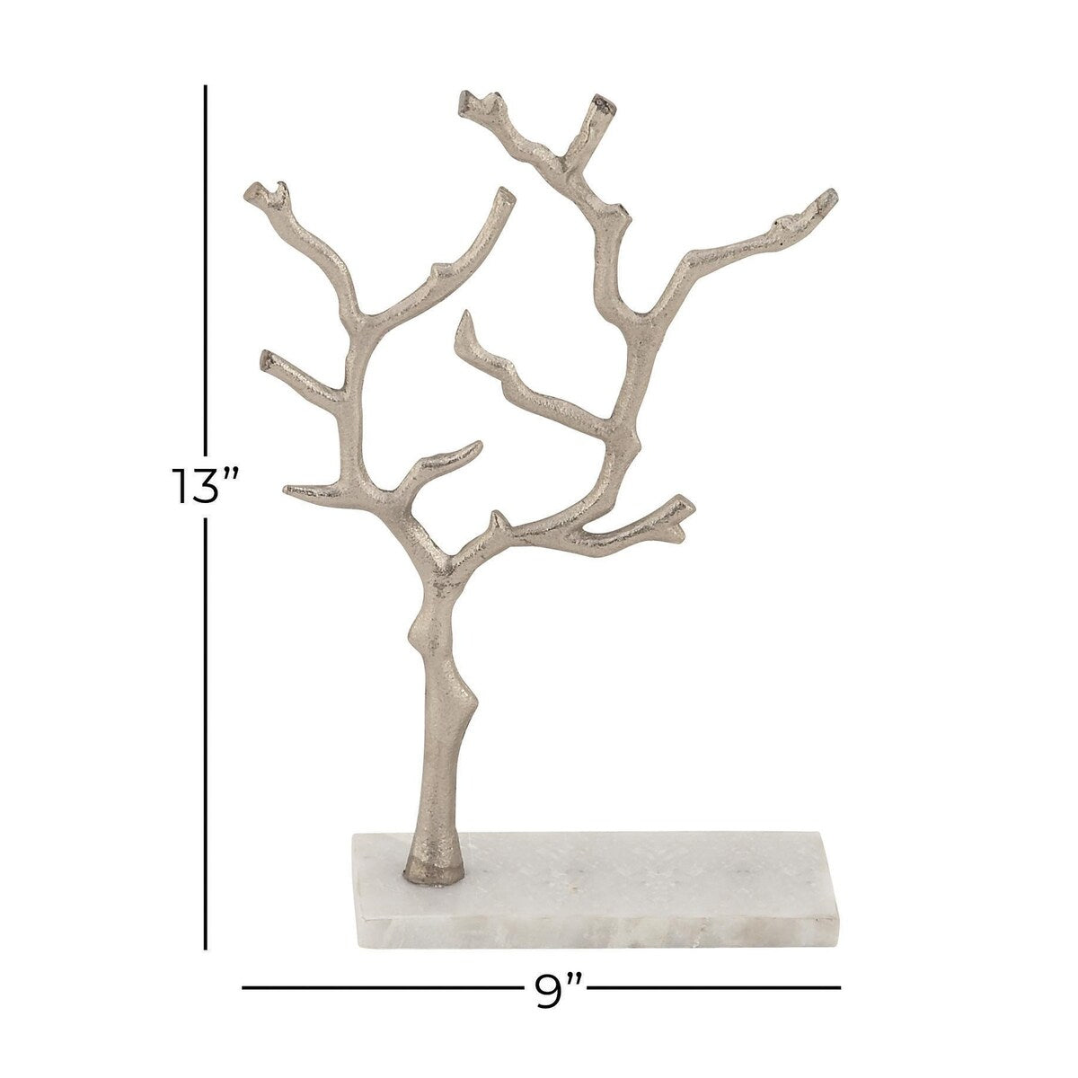 Marble Tree Jewelry Stand with Rectangular Base - Gold or Silver - CosmoLiving by Cosmopolitan