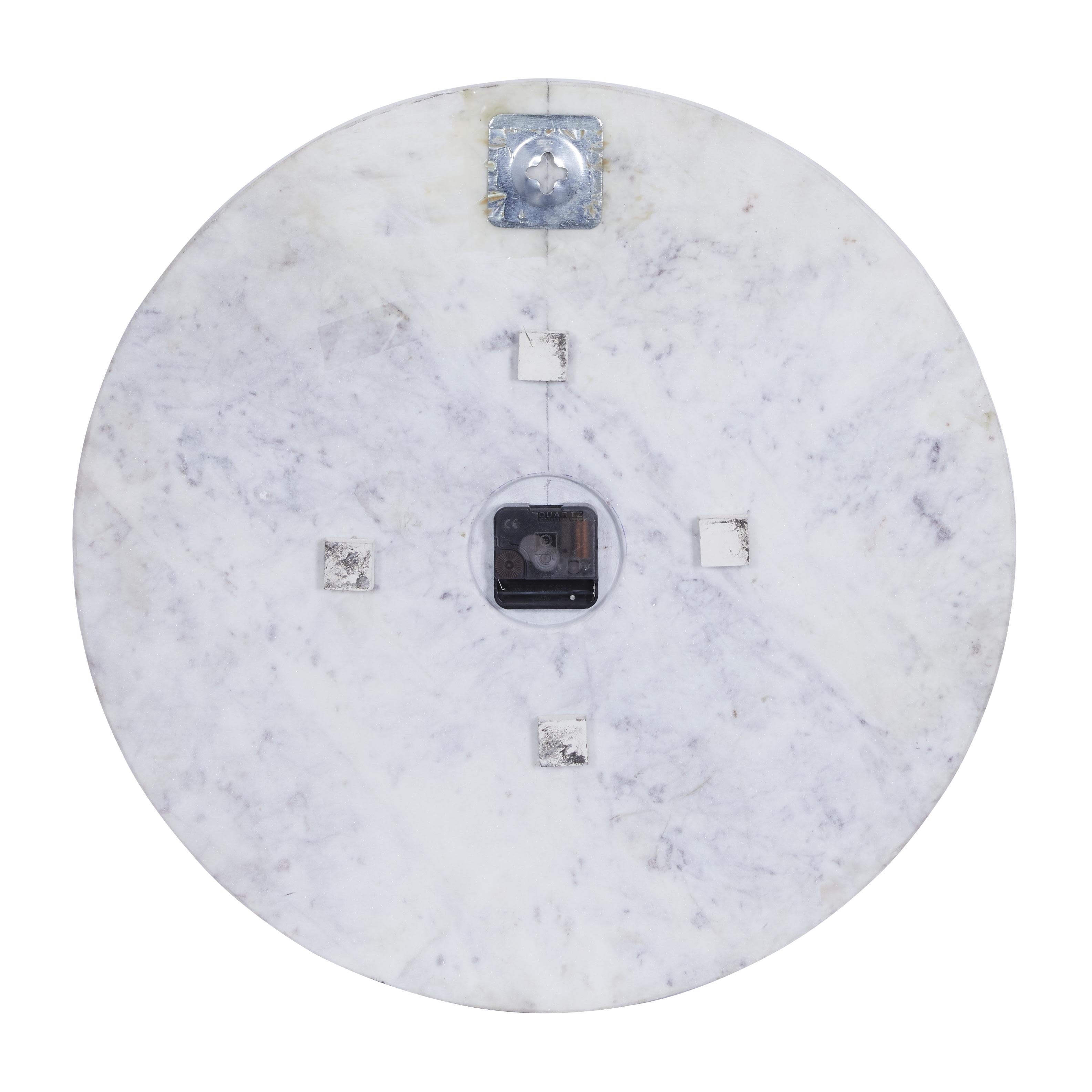 Marble Decorative Wall Clock with Gold Metal Accents - White - CosmoLiving by Cosmopolitan