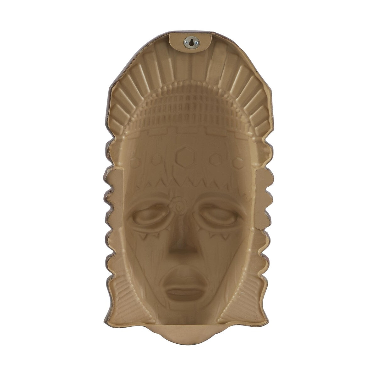 Polystone Mask African Tribal Home Wall Decor with Mirrored Gold Accents - Brown - Roche River Decor