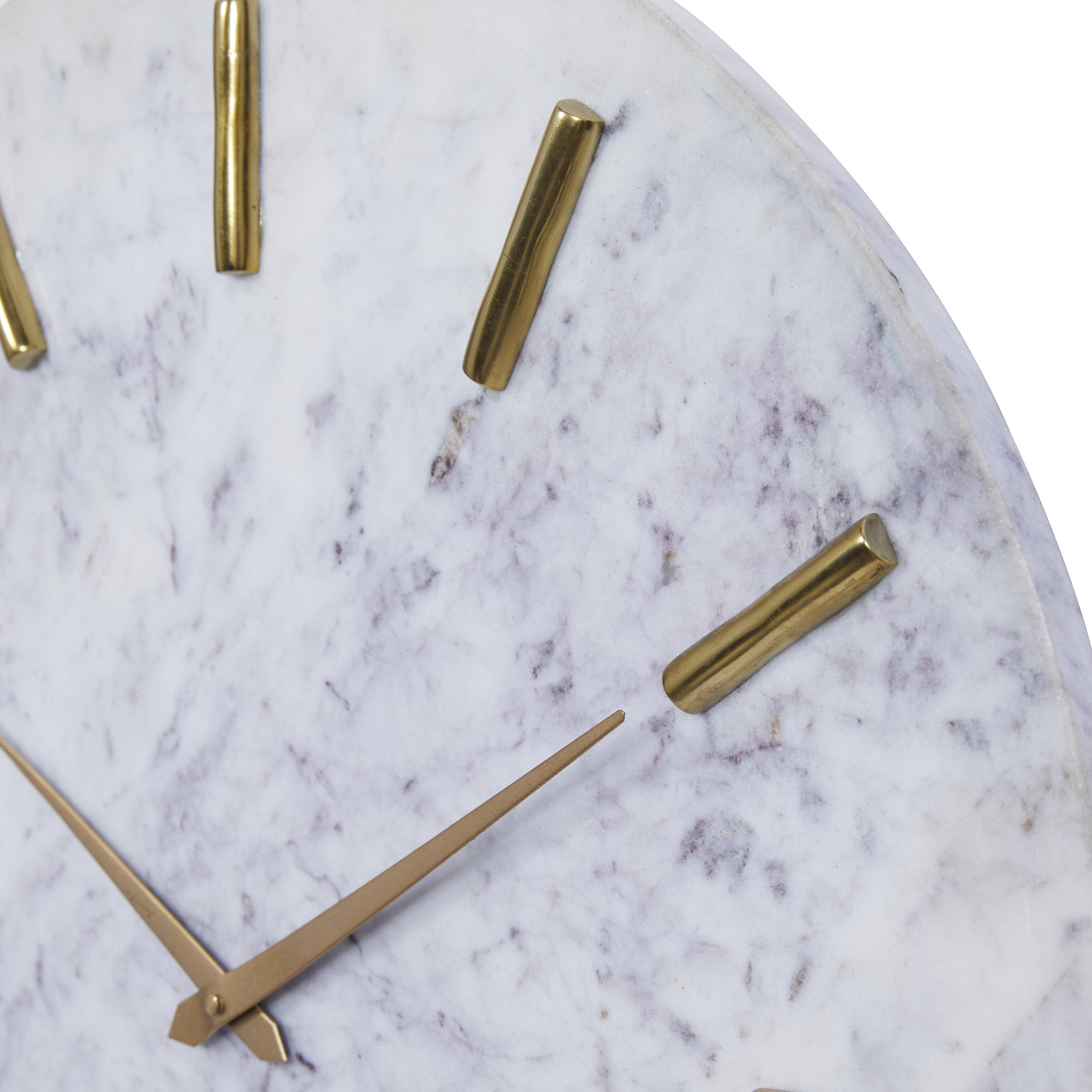 Marble Decorative Wall Clock with Gold Metal Accents - White - CosmoLiving by Cosmopolitan