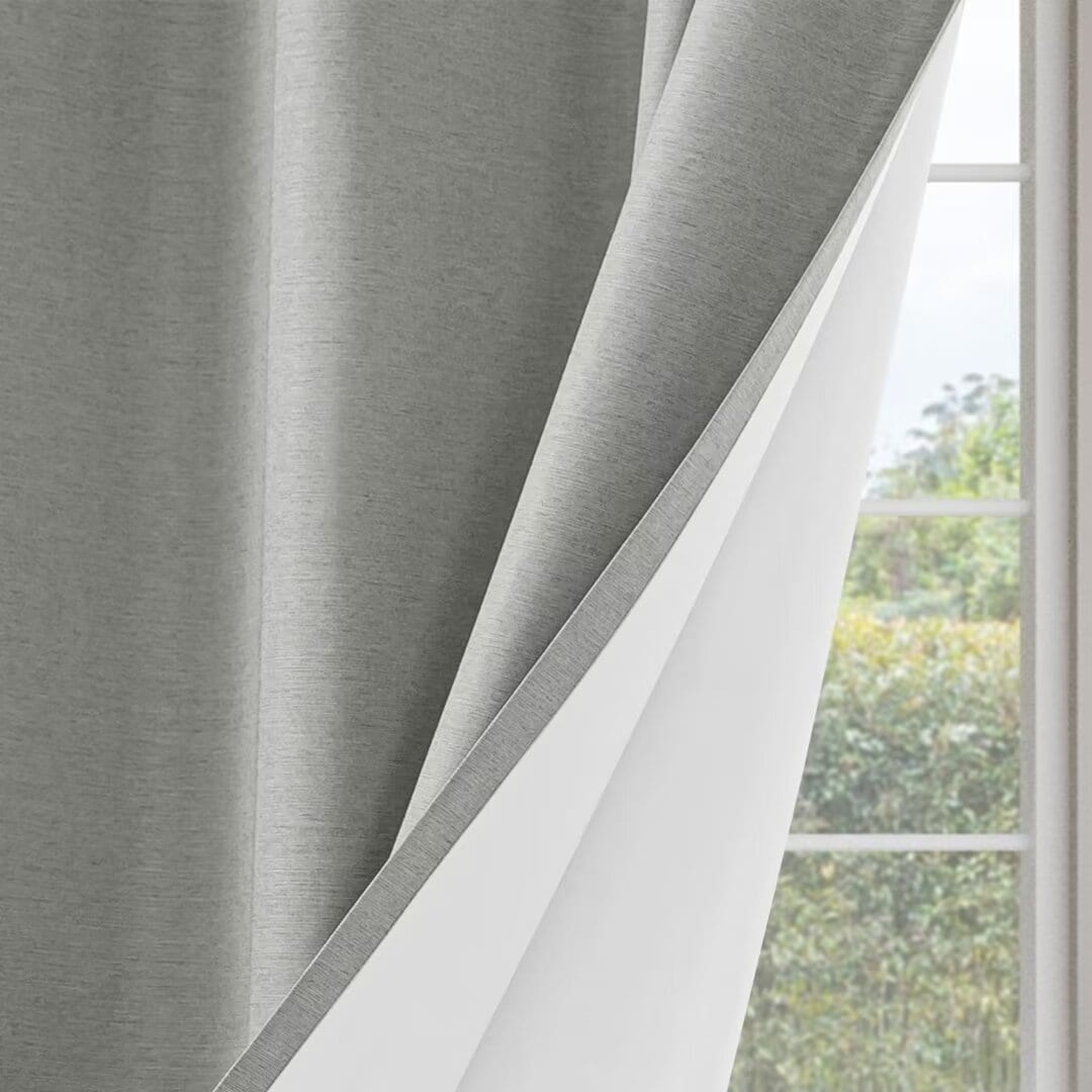 Blackout Brushed Textured Grommet Curtain Pair(2 Panels)