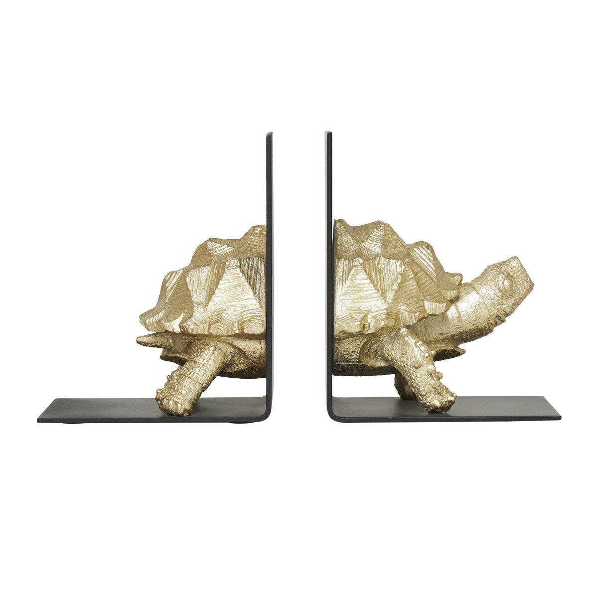 Polystone Turtle Decorative Bookends with Black Stands - Set of 2 Brass - CosmoLiving by Cosmopolitan