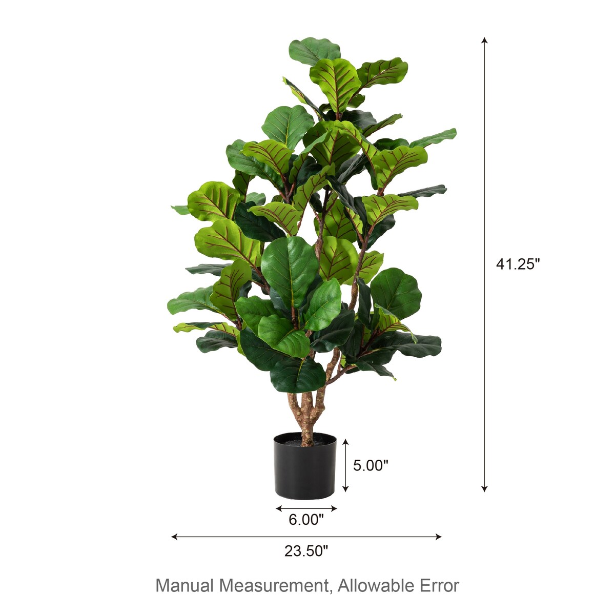 Glitzhome 3.5ft 41.25H Potted Real Touch Fiddle Leaf Fig Faux Tree - 23.5D x 41.25H