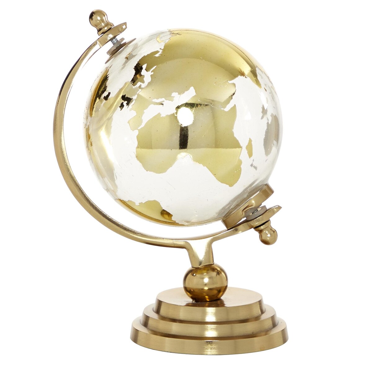 Aluminum Metal Globe with Tiered Base - Copper, Gold or Silver - Roche River Decor