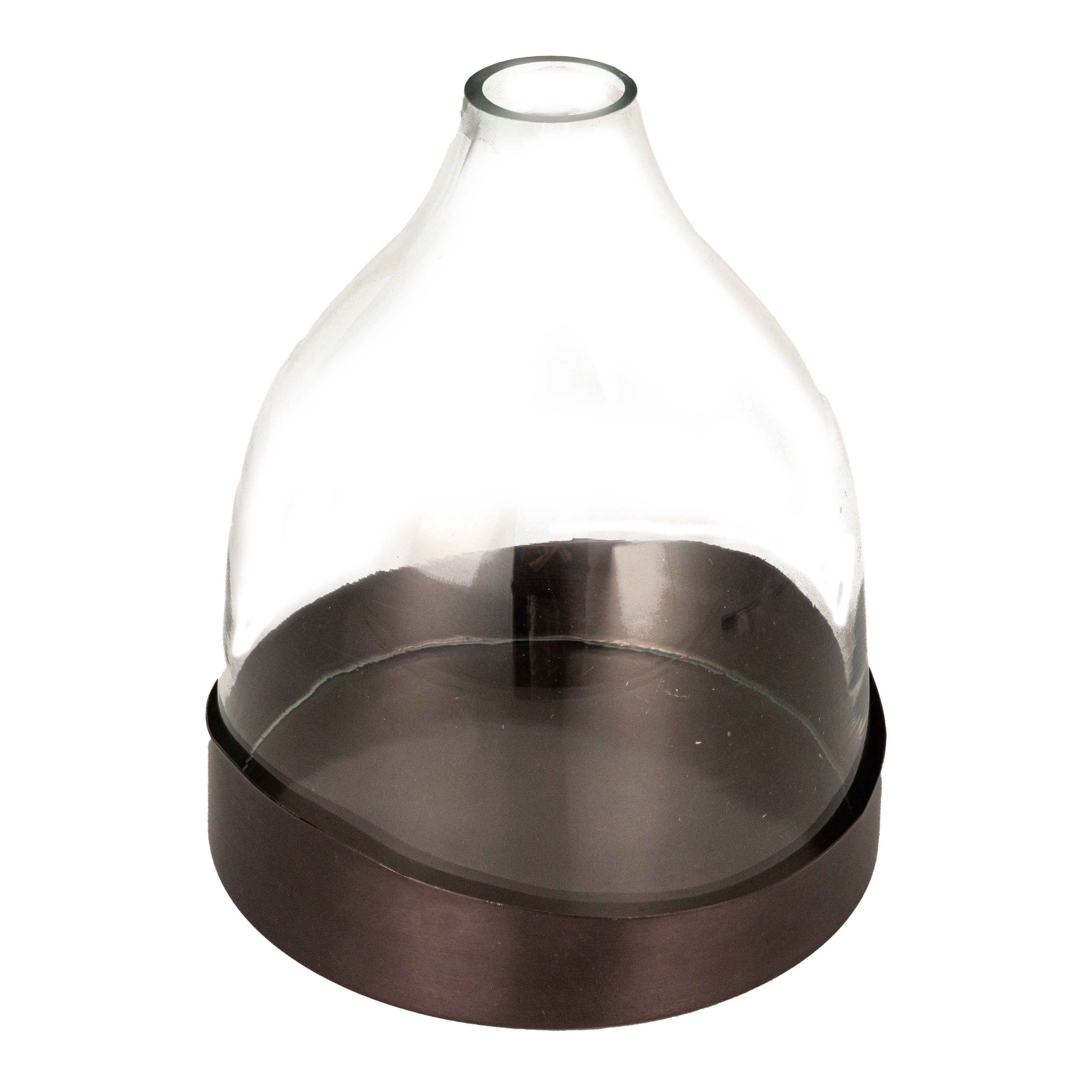 Decorative Glass Cloche with Metal Tray