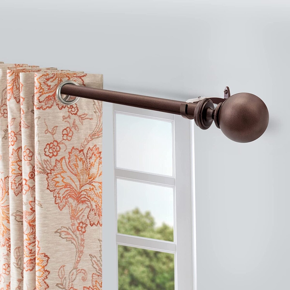 Deco window 1 Inch Adjustable Curtain Rod for Windows & Doors Curtains with Ball Finials & Brackets Set