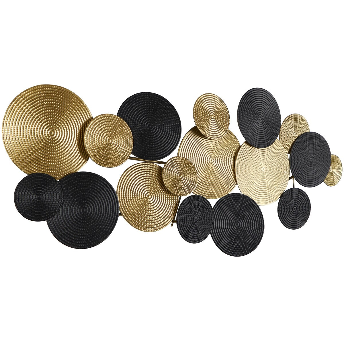 Metal Plate Overlapping Textured Spiral Home Wall Decor with Black Accents - Gold - CosmoLiving by Cosmopolitan