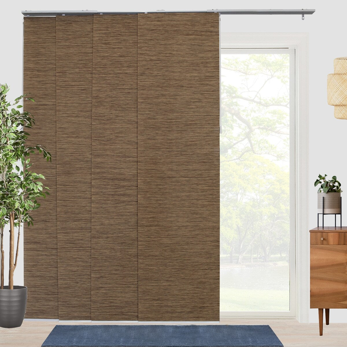 CHICOLOGY Adjustable Sliding Panels, 4-Rail Track, Vertical Blinds, Pation Door Curtain, Room Divider