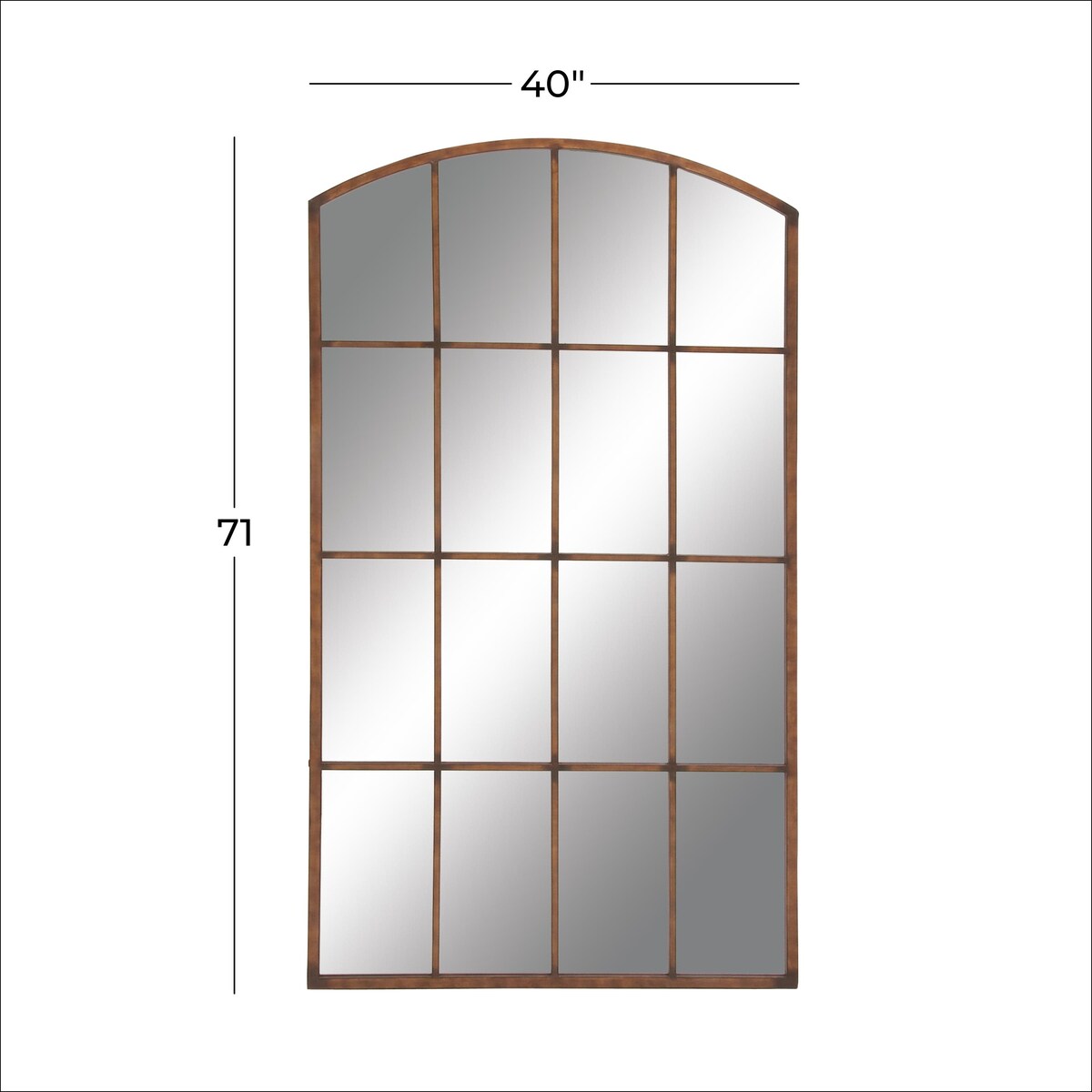 Metal Window Pane Inspired Grid Room Wall Mirror - Copper, Brown, Black - Roche River Decor