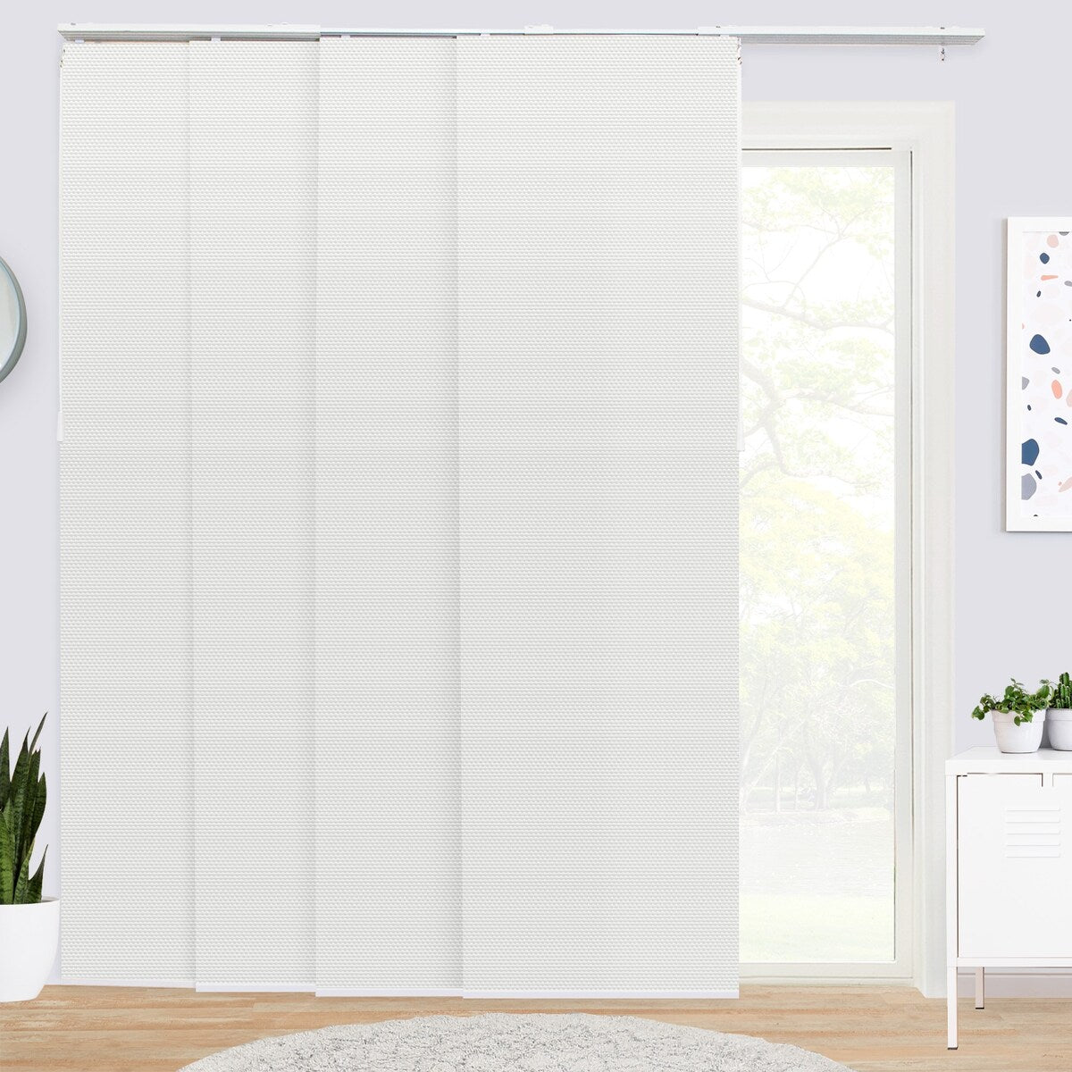 CHICOLOGY Adjustable Sliding Panels, 4-Rail Track, Vertical Blinds, Pation Door Curtain, Room Divider