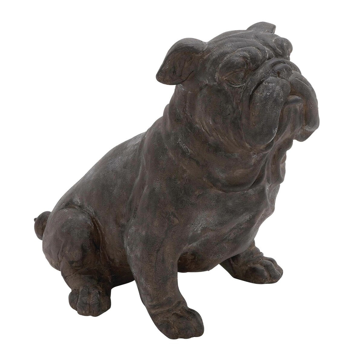 Polystone Bulldog Weathered or Distressed Sitting Decorative Sculpture - Brown - Roche River Decor