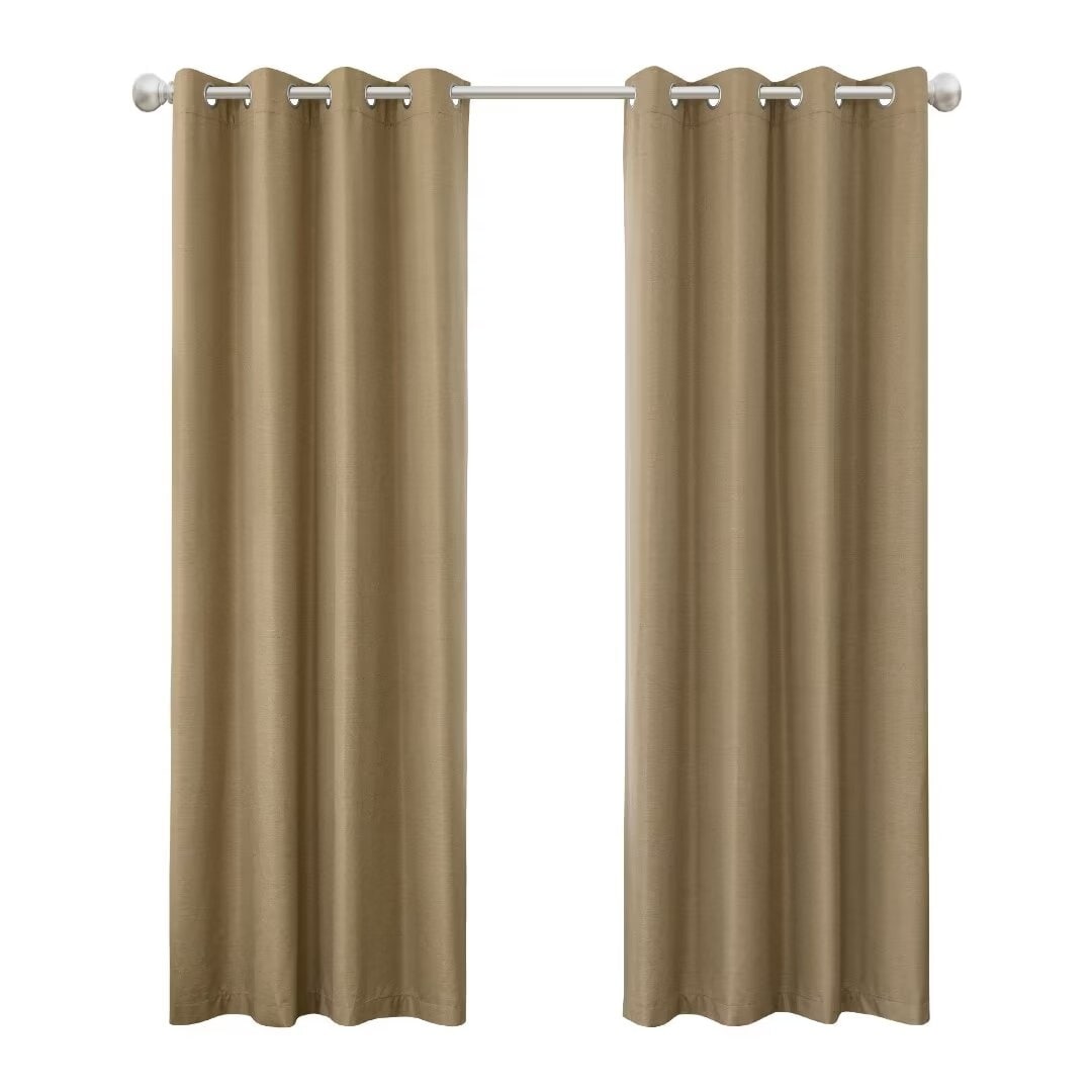 Blackout Brushed Textured Grommet Curtain Pair(2 Panels)