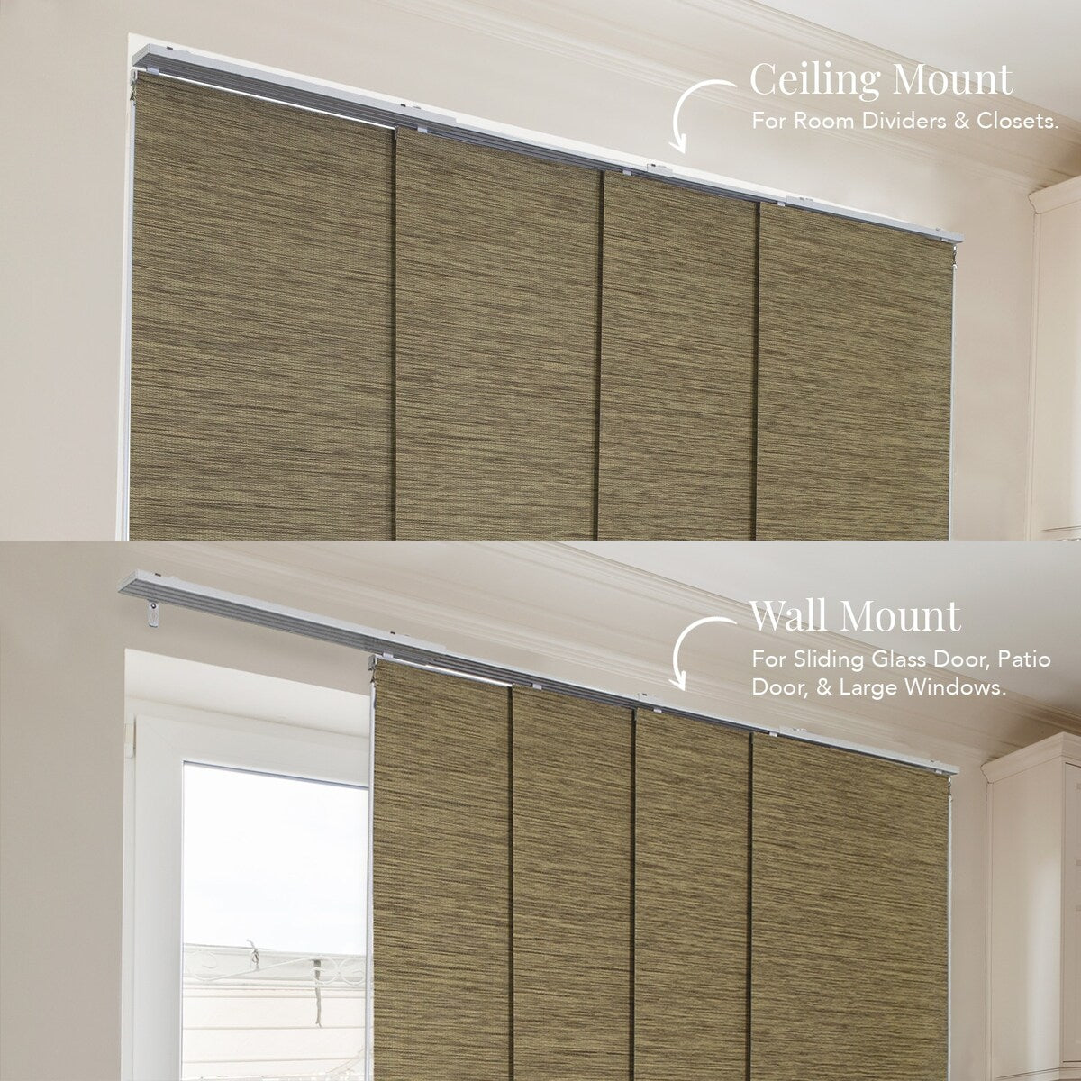 CHICOLOGY Adjustable Sliding Panels, 4-Rail Track, Vertical Blinds, Pation Door Curtain, Room Divider