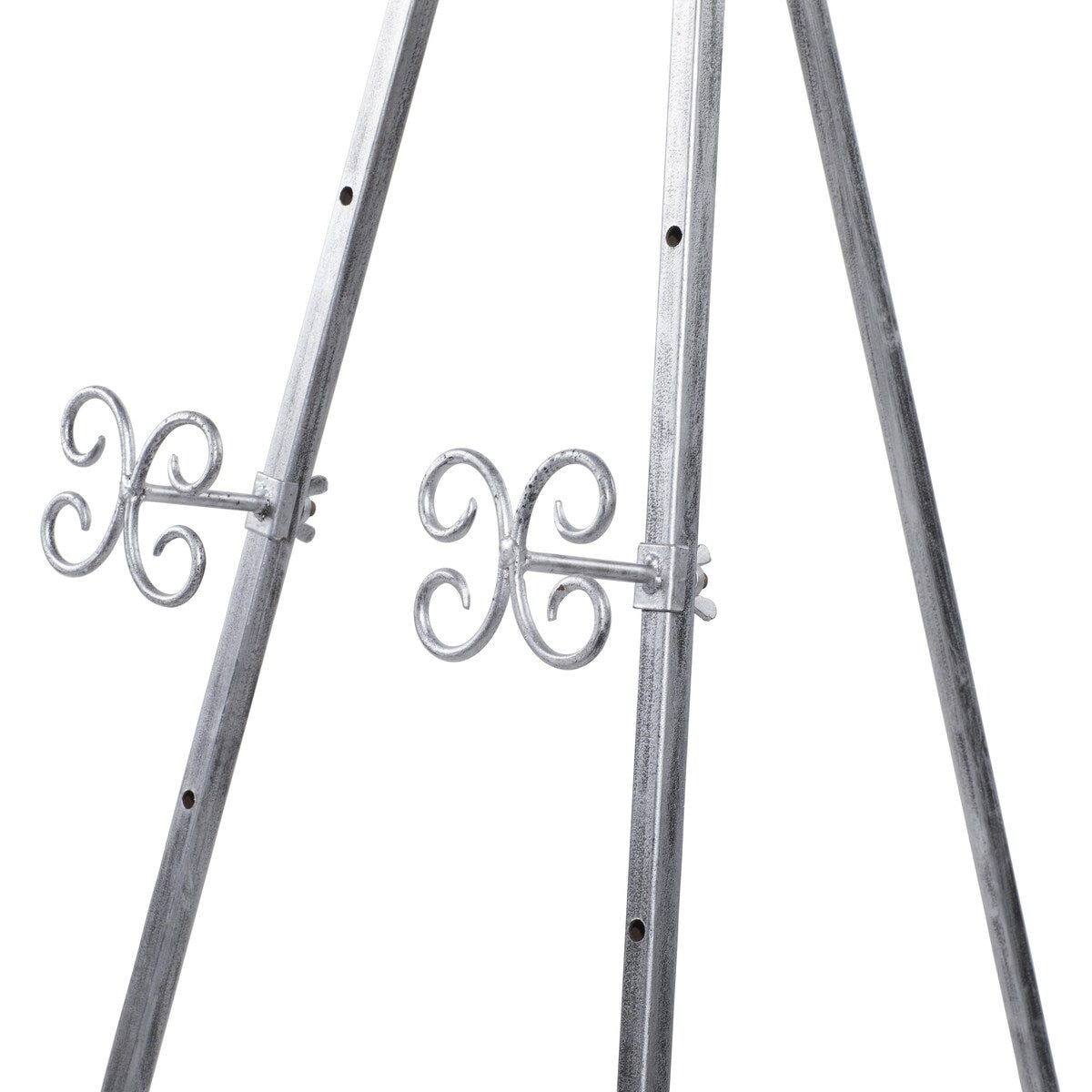 Metal Scroll Large Adjustable 3 Tier Display Easel with Chain Support - Gold, Gray or Silver - Roche River Decor