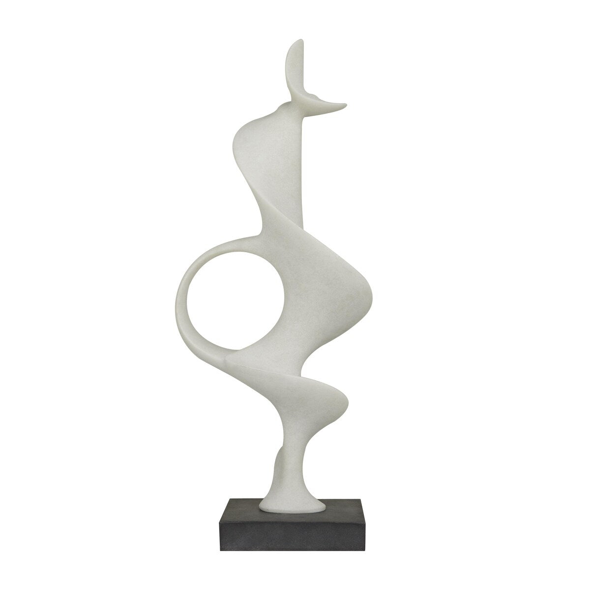 Polystone Abstract Decorative Sculpture with Black Base - White - Roche River Decor