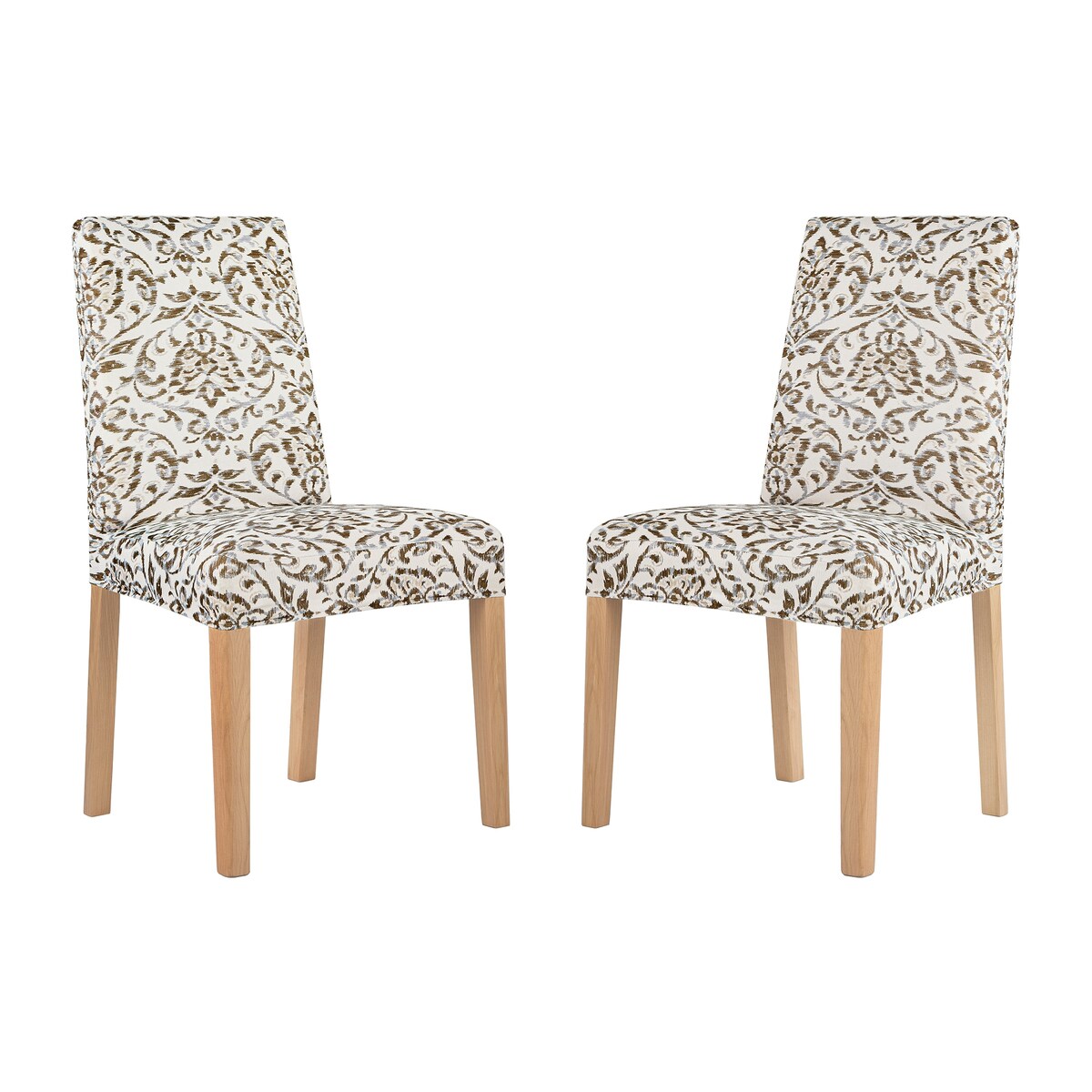 No. 918 Verity 2-pack Damask Print Stretch Fit Elastic Dining Chair Cover Pair - 28 x 39