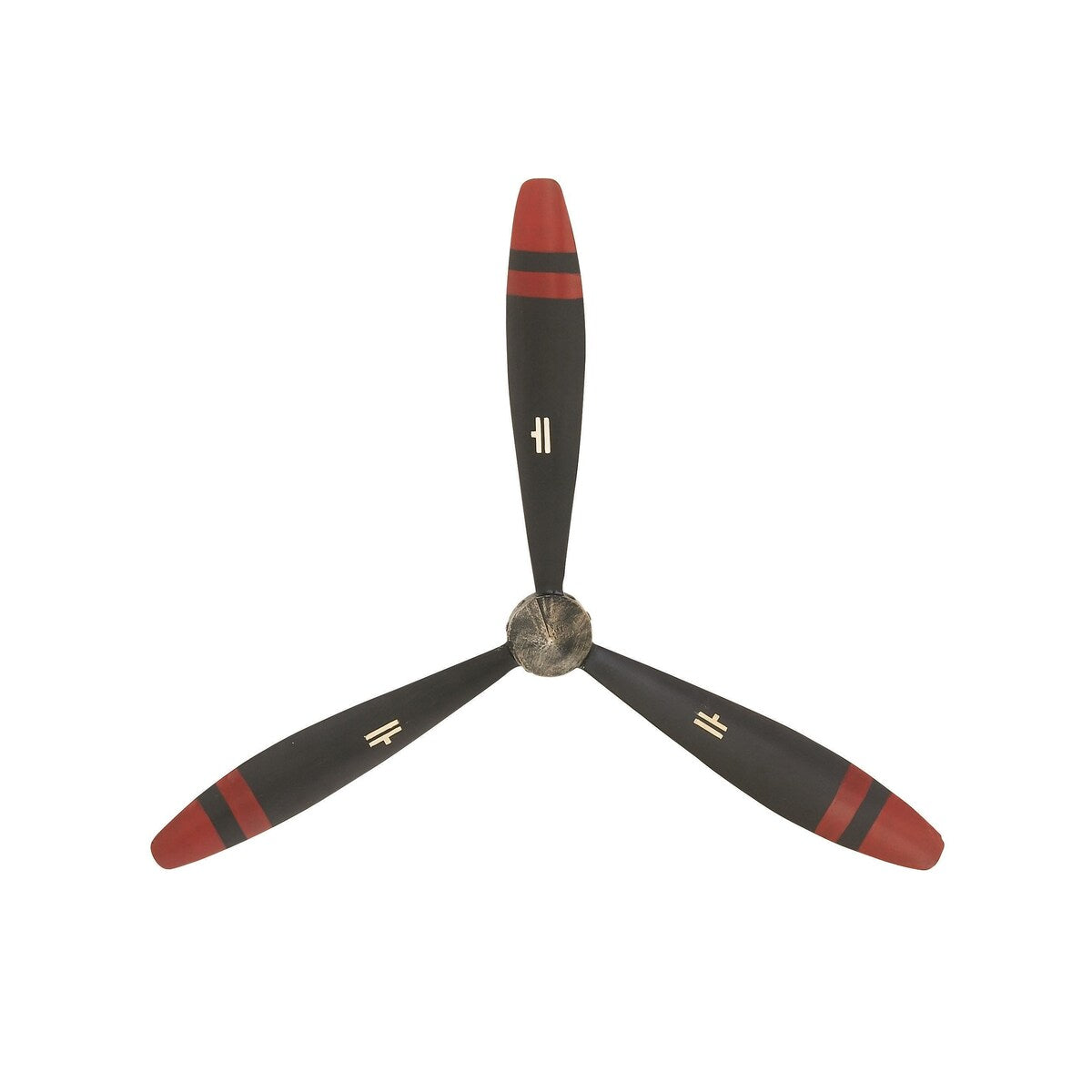 Metal Airplane Propeller 3 Blade Home Wall Decor with Aviation Detailing - Black - Roche River Decor