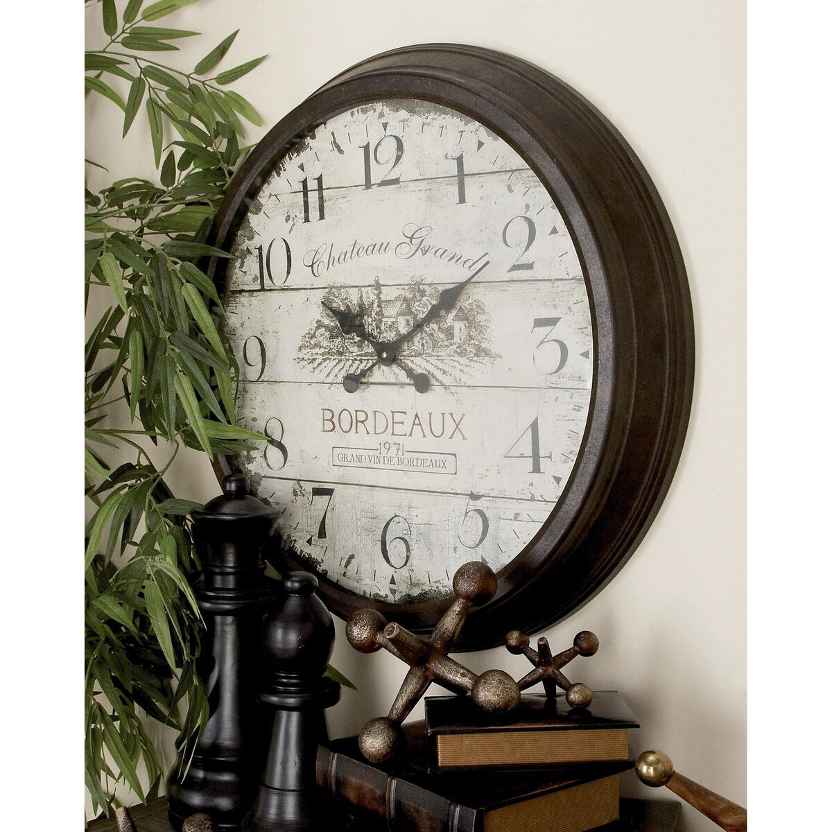 Metal Decorative Wall Clock with Bordeaux - Roche River Decor