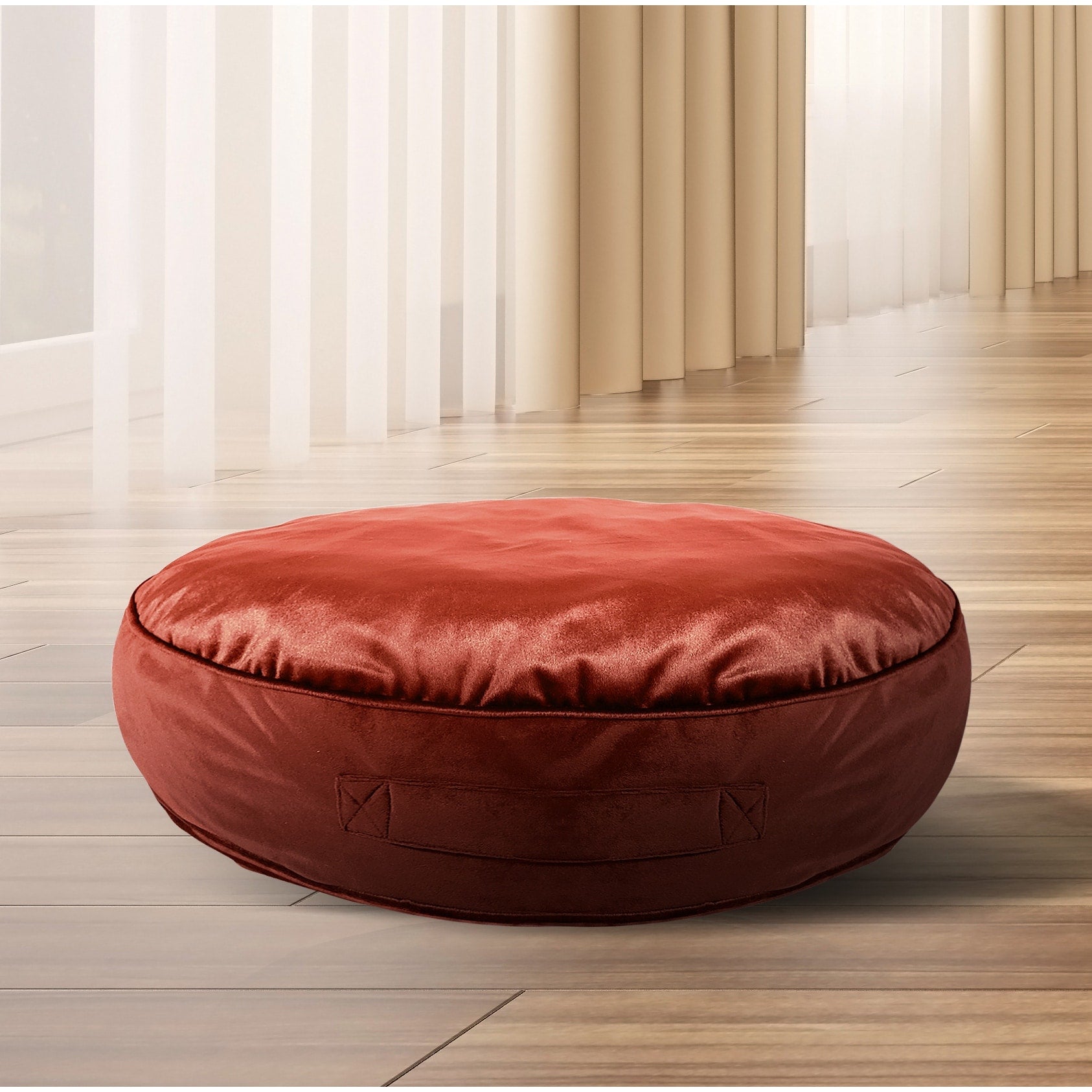 Edie At Home Panne Velvet Round Floor Pillow 24' Round Merlot