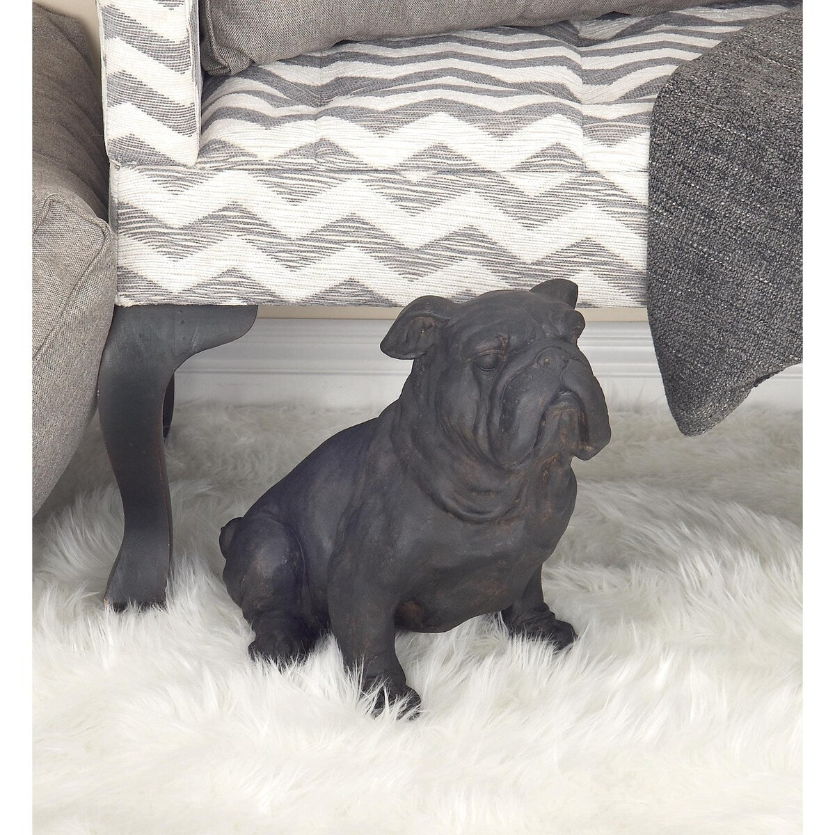 Polystone Bulldog Weathered or Distressed Sitting Decorative Sculpture - Brown - Roche River Decor