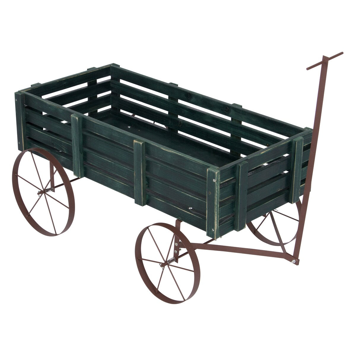 Goldcoast 51 Rustic Wagon Garden Planter with Metal Wheels