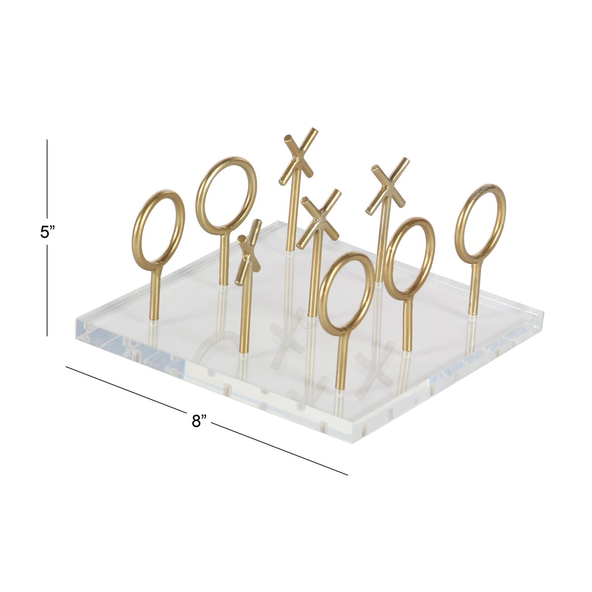 Acrylic Plastic Tic Tac Toe Game Set with Gold Stick Pieces - Gold - CosmoLiving by Cosmopolitan