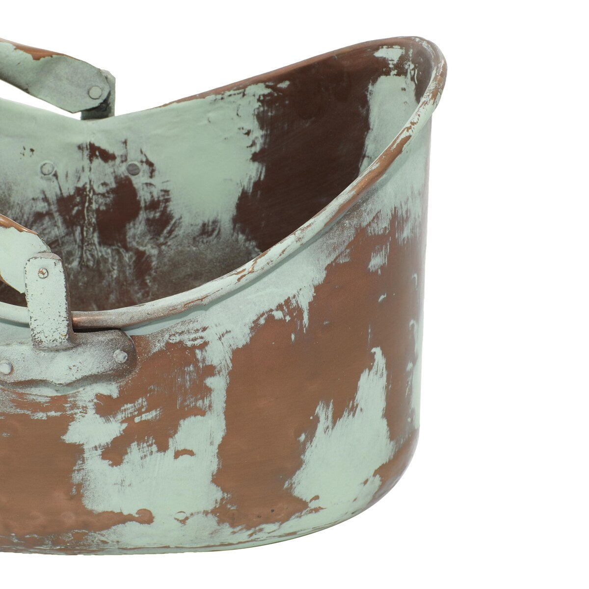 Metal Patina Tulip Style Bucket Indoor Outdoor Planter with Stationary Handles - Set of 3 Copper - Roche River Decor