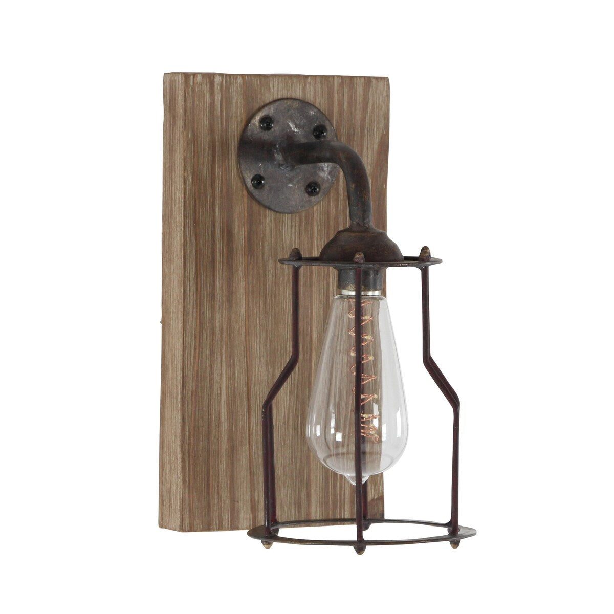 Metal Geometric Battery Operated Room Accent Lamp with Included Fixed LED Light - Brown - Roche River Decor