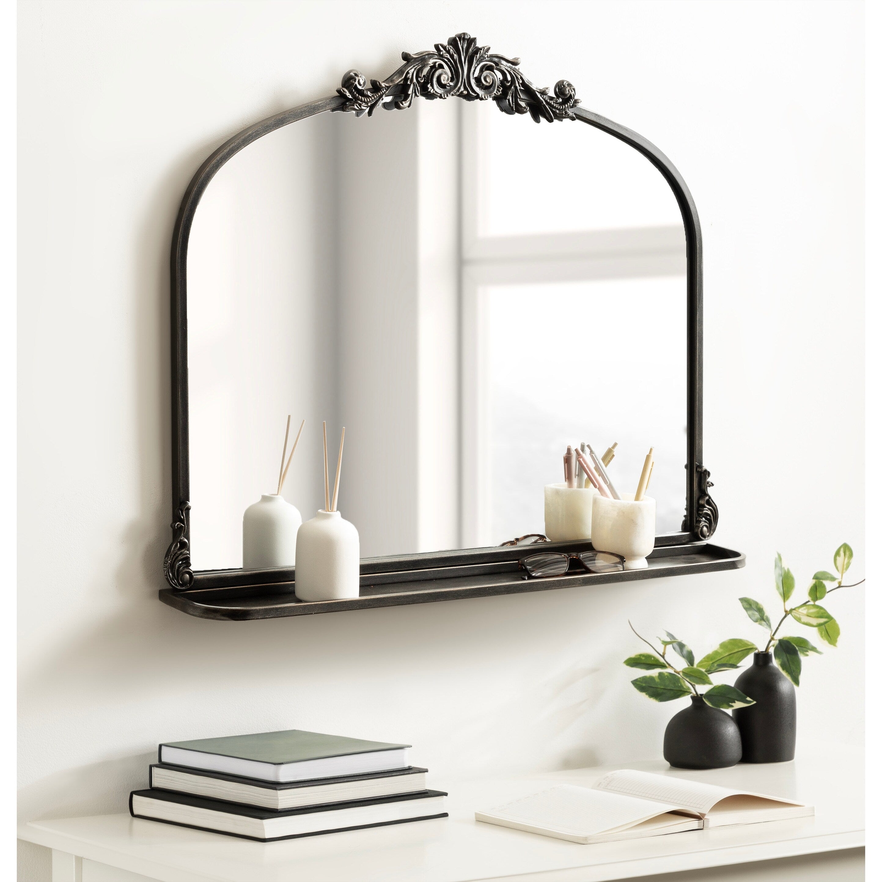 Kate and Laurel Arendahl Traditional Arch Mirror with Shelf