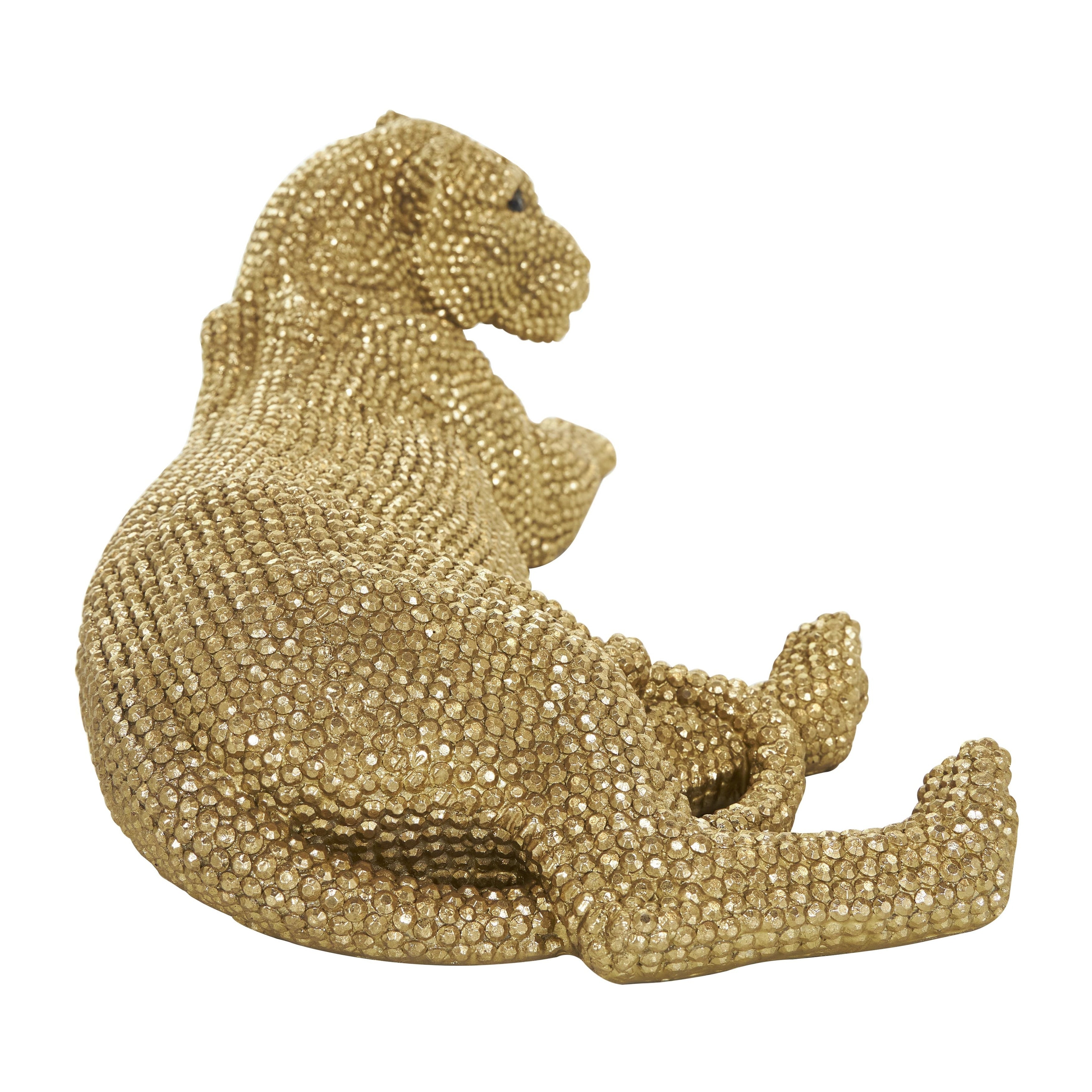 Polystone Leopard Decorative Sculpture with Carved Faceted Diamond Exterior - Black, White, Gold or Silver - Roche River Decor