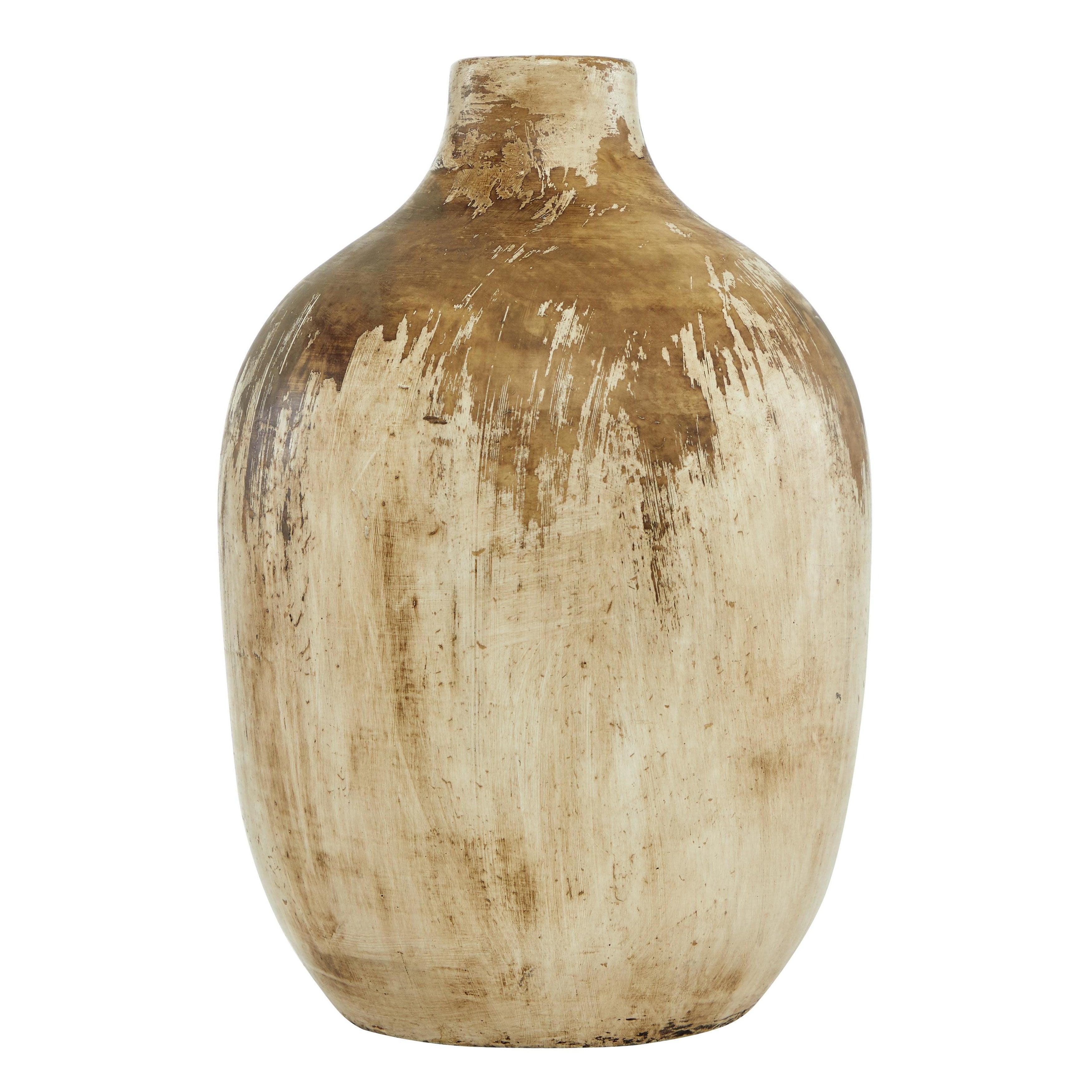 Ceramic Handmade Distressed Decorative Vase - Beige - Roche River Decor