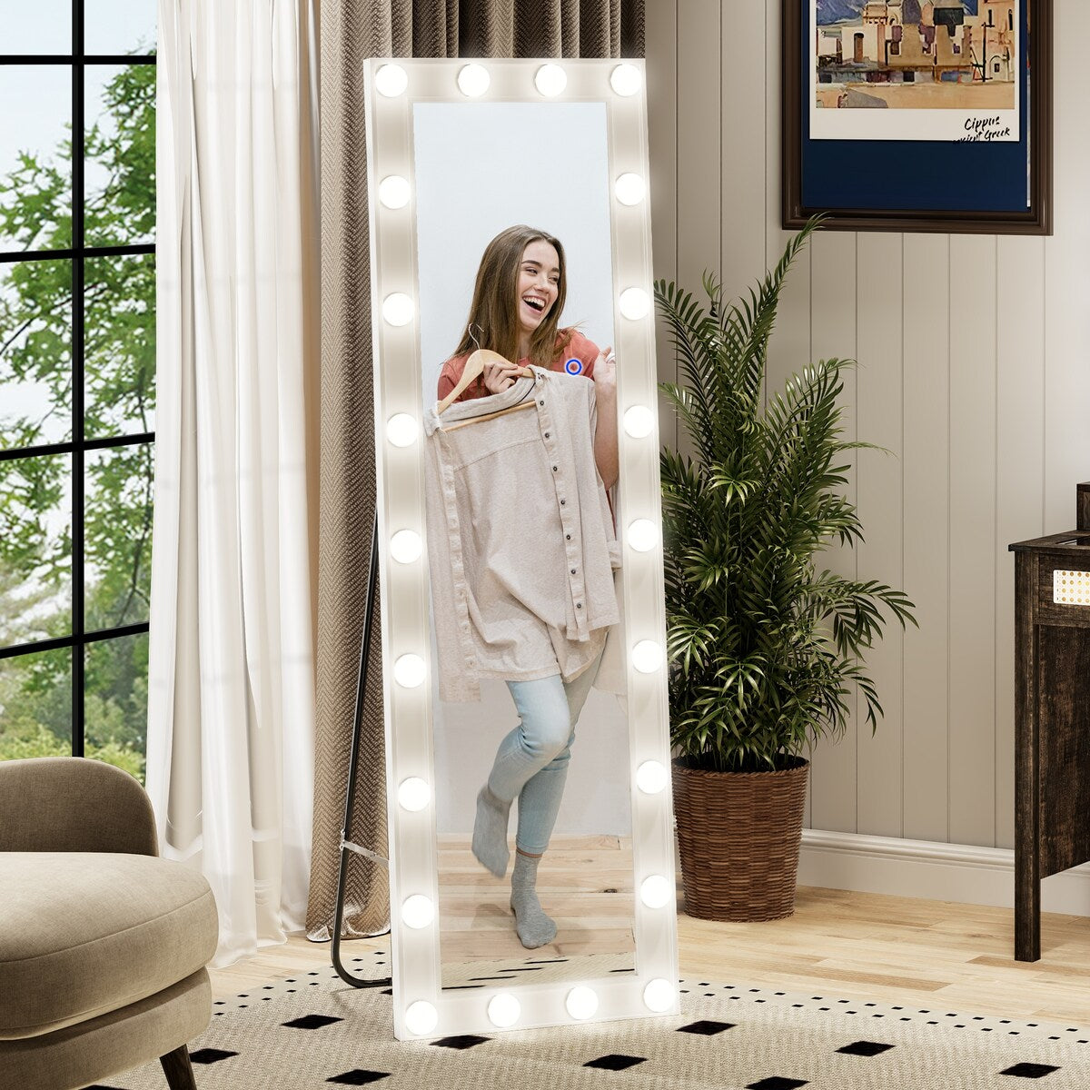 Mirror Full Length With Led Bulbs Lights