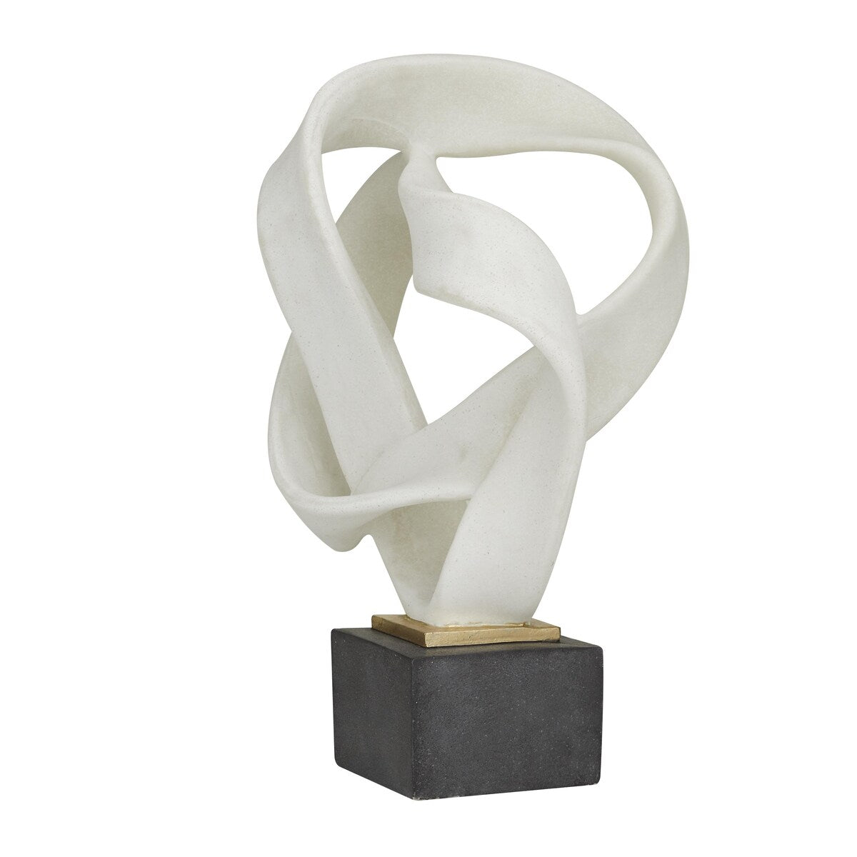 Polystone Abstract Decorative Sculpture with Black Base - White - Roche River Decor