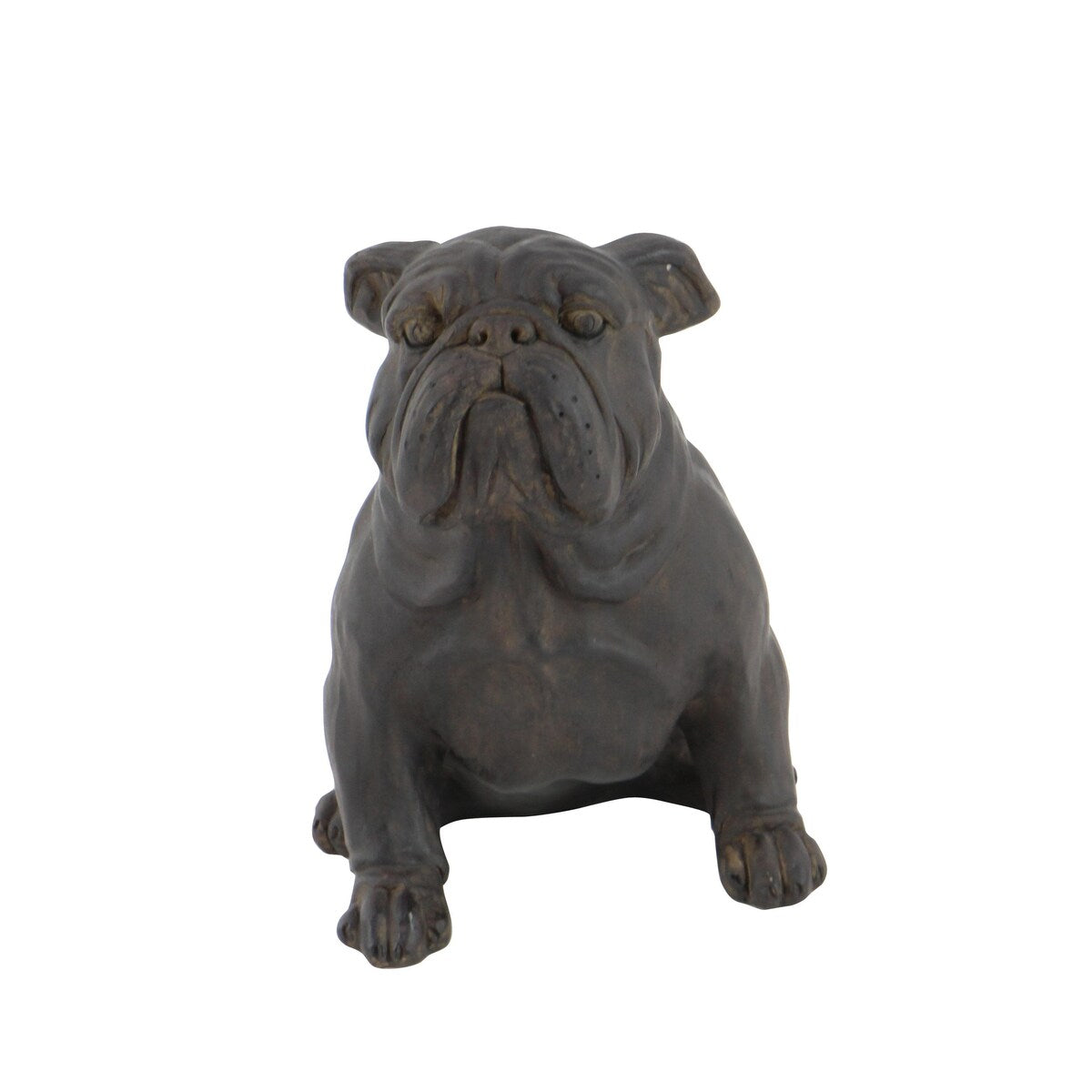 Polystone Bulldog Weathered or Distressed Sitting Decorative Sculpture - Brown - Roche River Decor