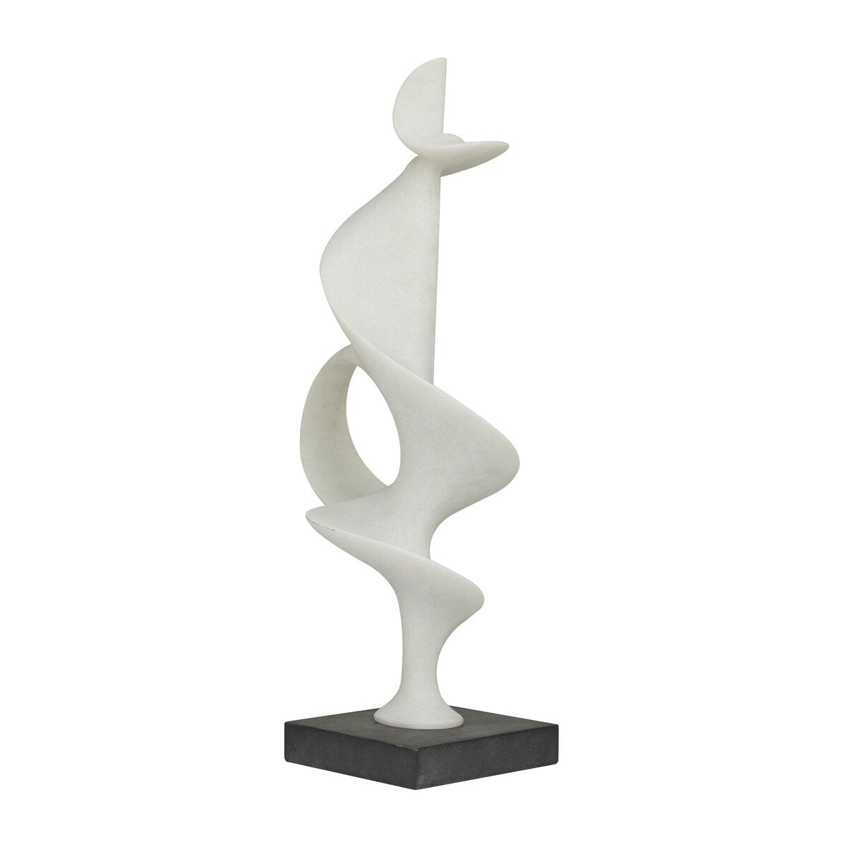 Polystone Abstract Decorative Sculpture with Black Base - White - Roche River Decor