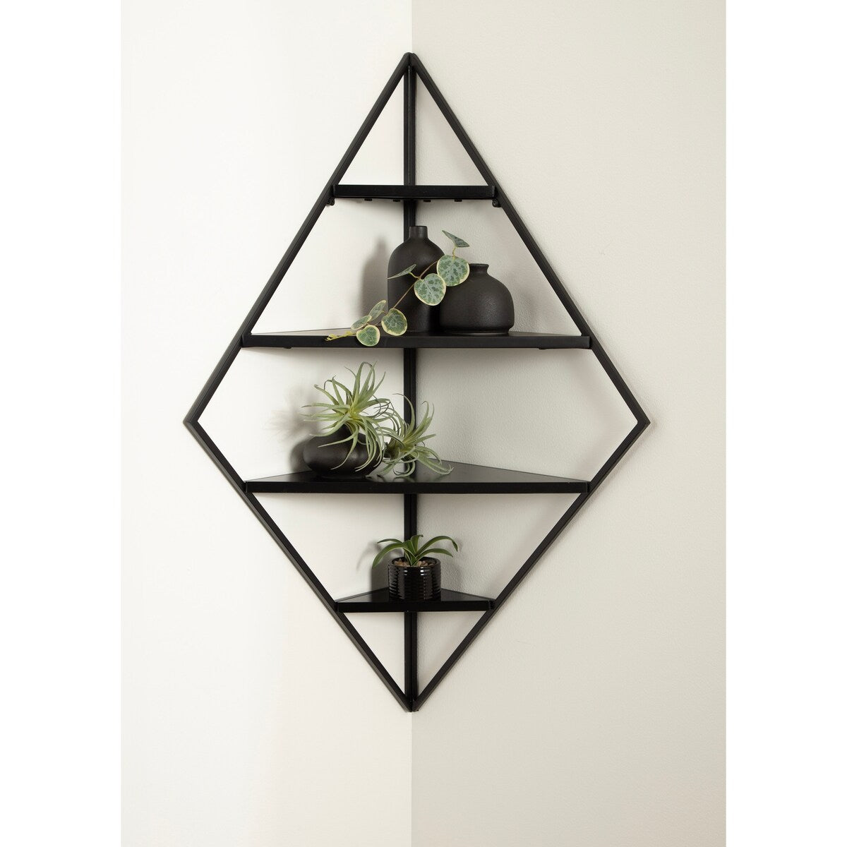 Kate and Laurel Melora Glam Metal and Wood 5-tier Corner Wall Shelf