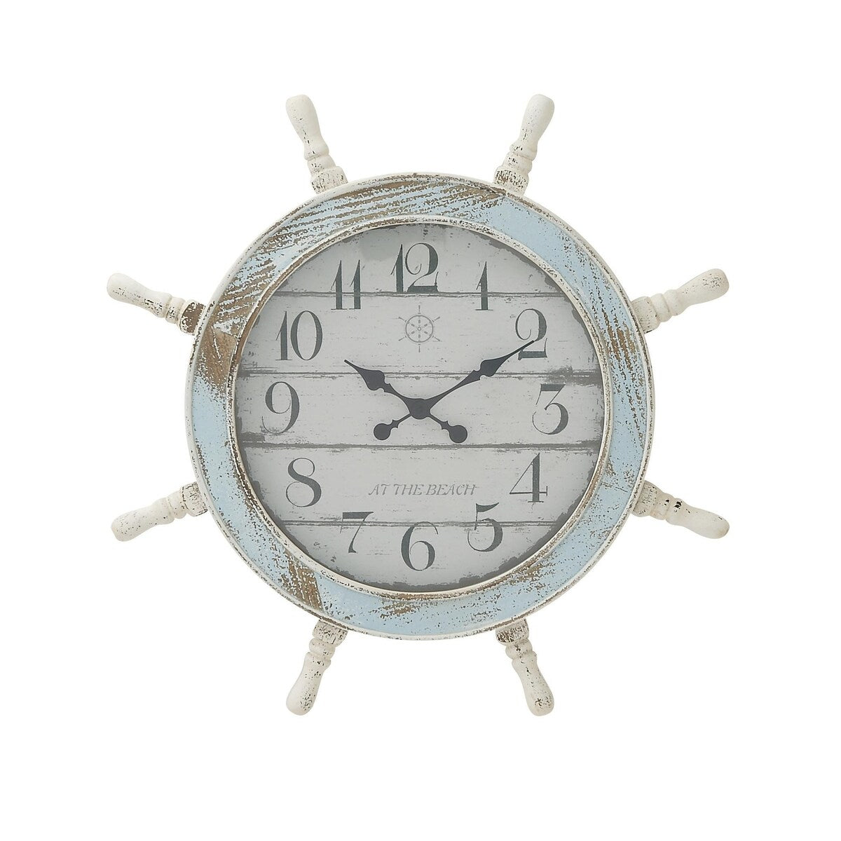 Wood Sail Boat Ship Wheel Decorative Wall Clock - Blue - Roche River Decor