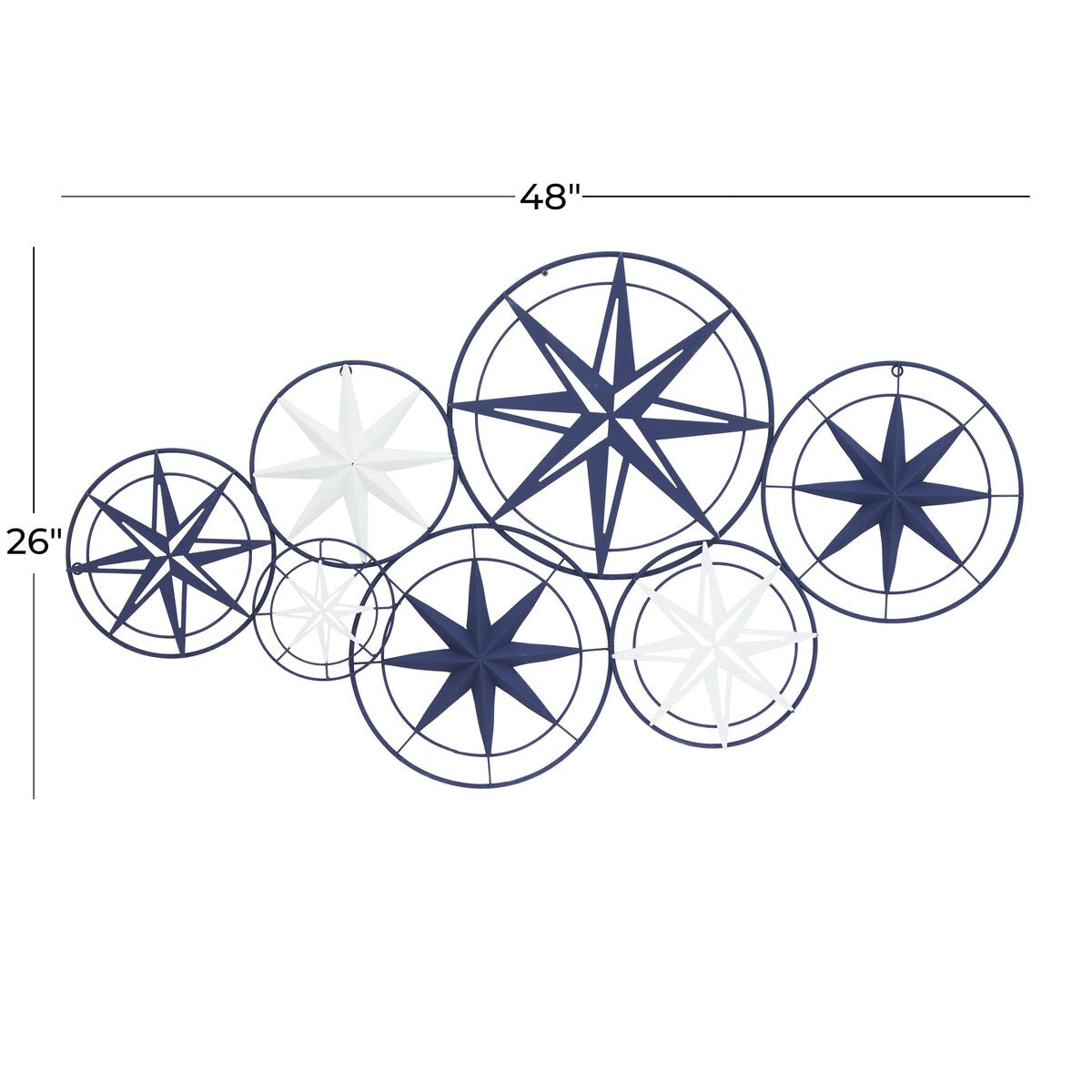 Metal Star Indoor Outdoor Cutout Compass Home Wall Decor with Overlapping Circular Frames - Blue - Roche River Decor