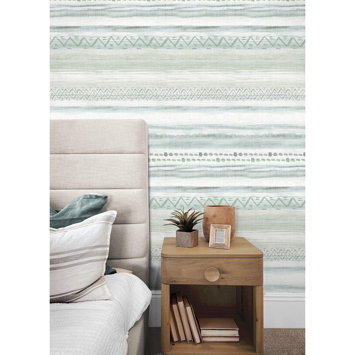 Seabrook Designs Trevino Tribal Stripes Unpasted Wallpaper