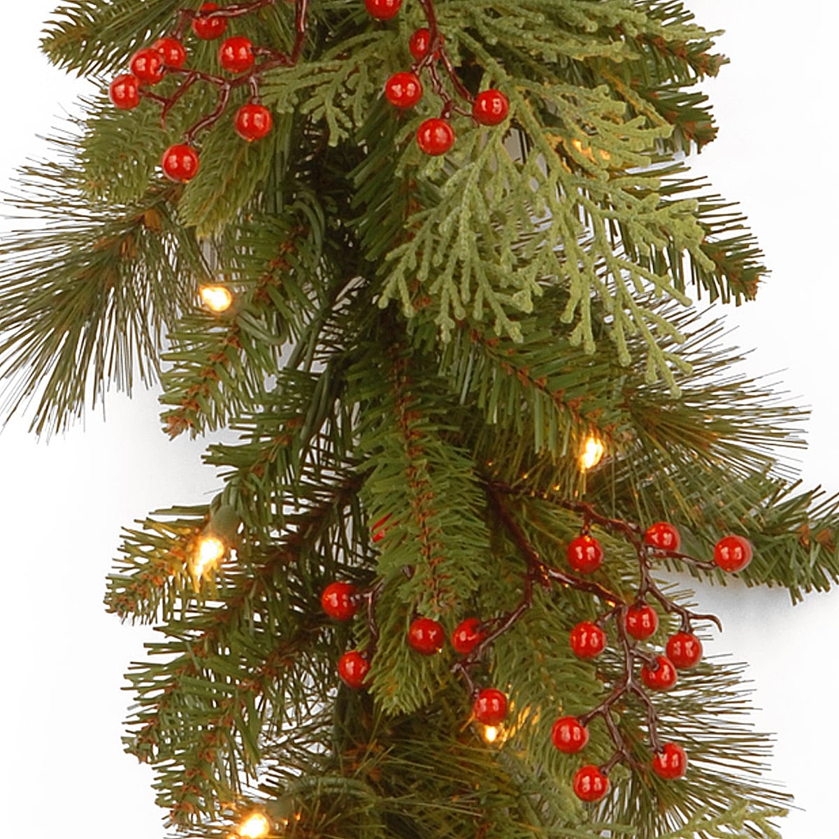 National Tree Company 9 ft. Classical Collection Green/Red Garland with Clear Lights - 9 ft