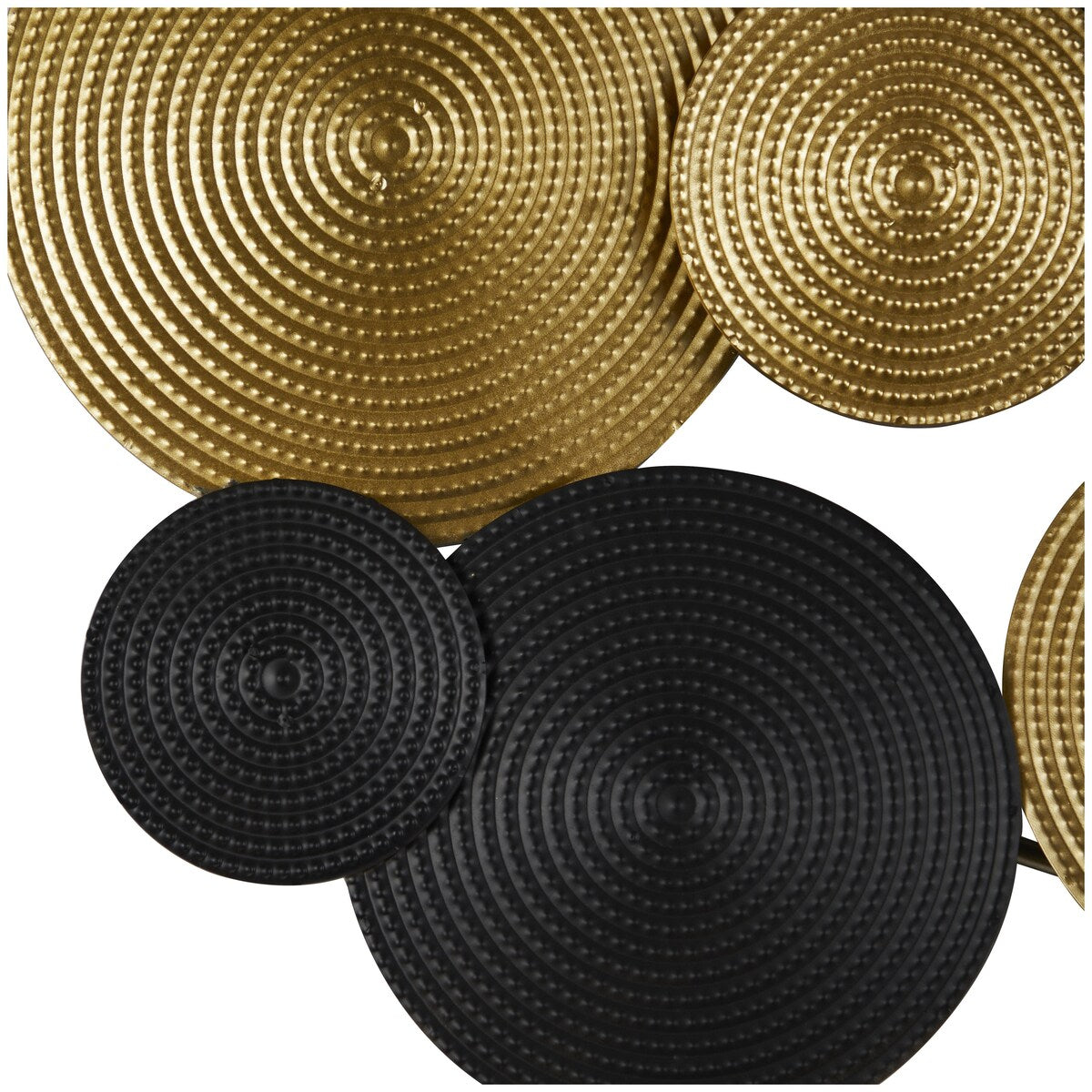 Metal Plate Overlapping Textured Spiral Home Wall Decor with Black Accents - Gold - CosmoLiving by Cosmopolitan