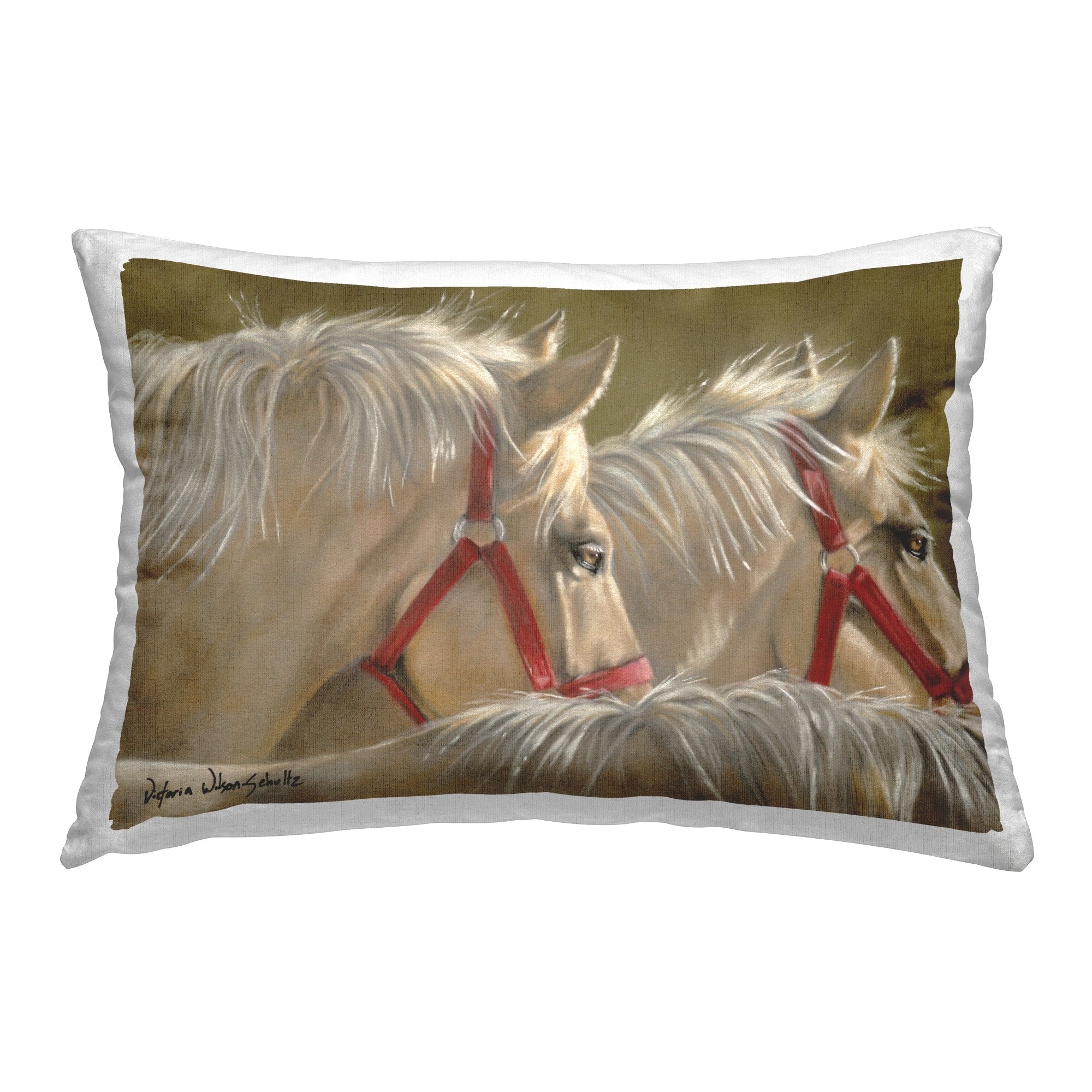 Stupell Horses with Red Bridles Decorative Printed Throw Pillow Design by Victoria Schultz